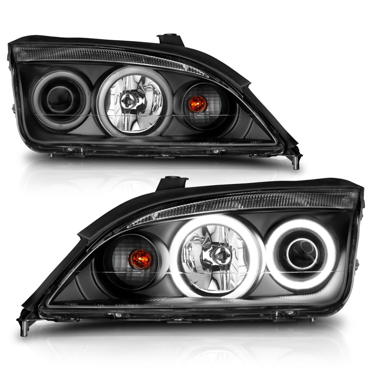 2005-2007 Ford Focus ZX4 Black RX Halo Projector Headlights Image