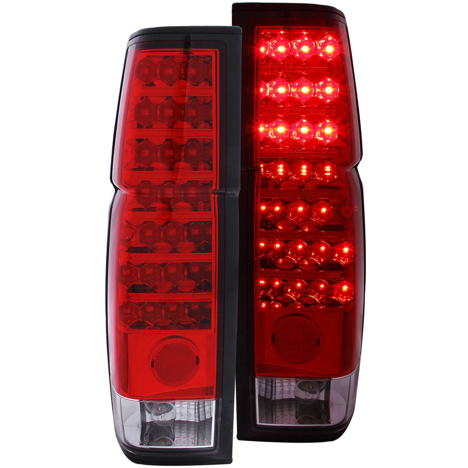 Nissan Hardbody 1986-1997 LED Tail Lights: Chrome Red/Clear Lens Image