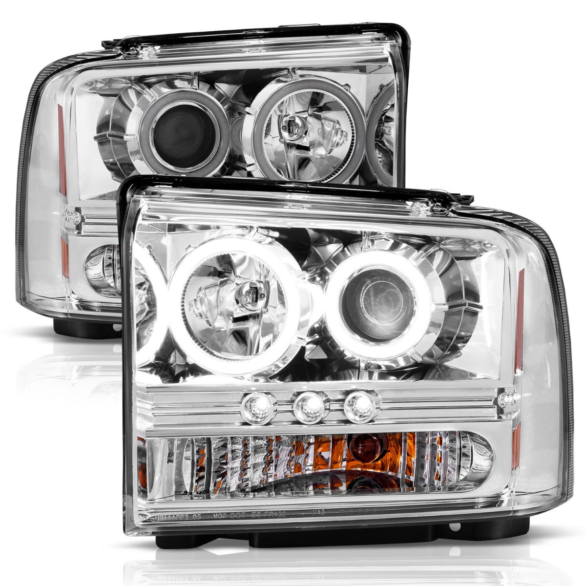 1999 F350 Headlights 2005-2007 Ford F-250 Super Duty Headlight Pair - Halogen With Bulbs - Direct Replacement Headlight Bulbs For 2005 Ford F-250 Super Duty