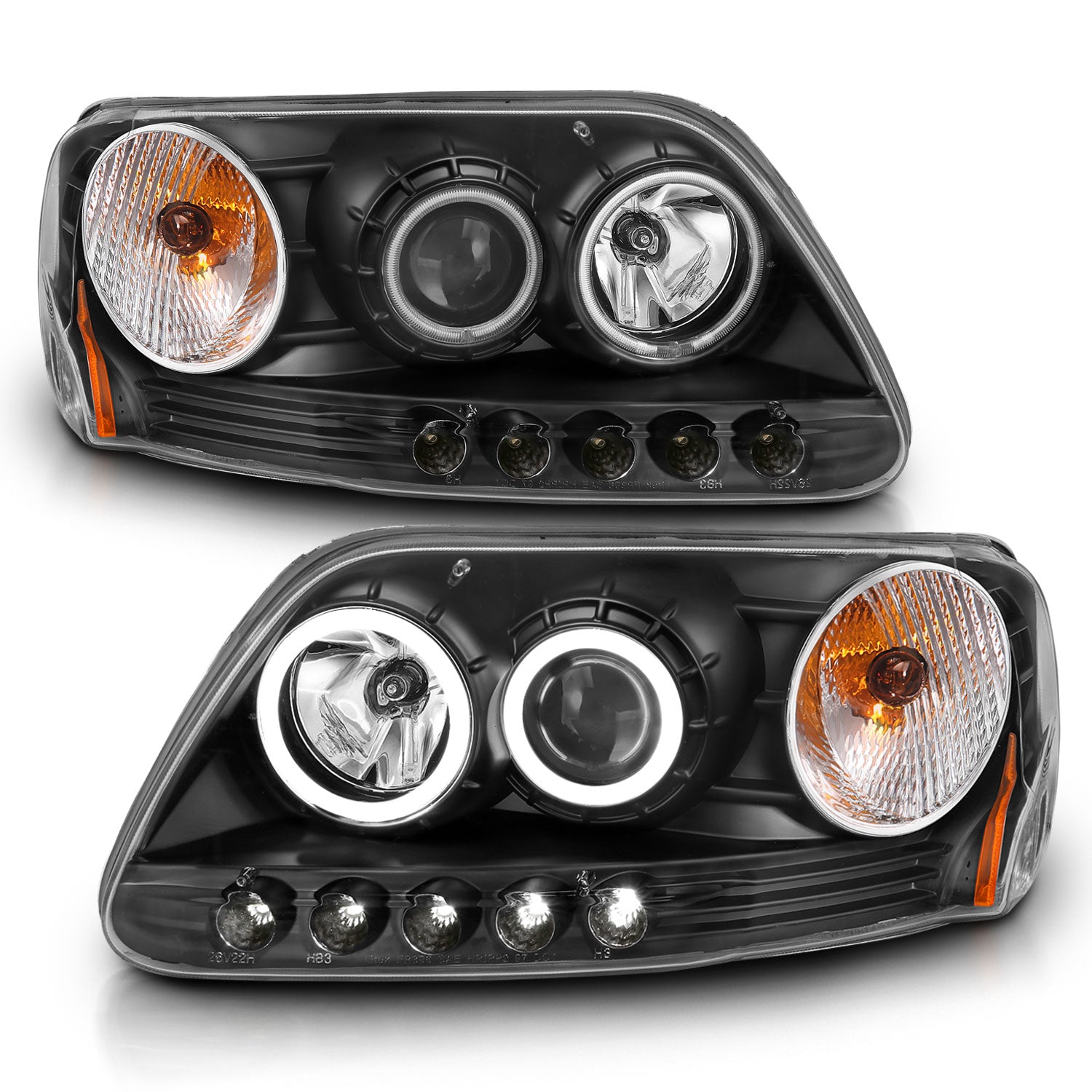 FORD F-150 97-03 / EXPEDITION 97-02 PROJECTOR HEADLIGHTS BLACK W/ RX H