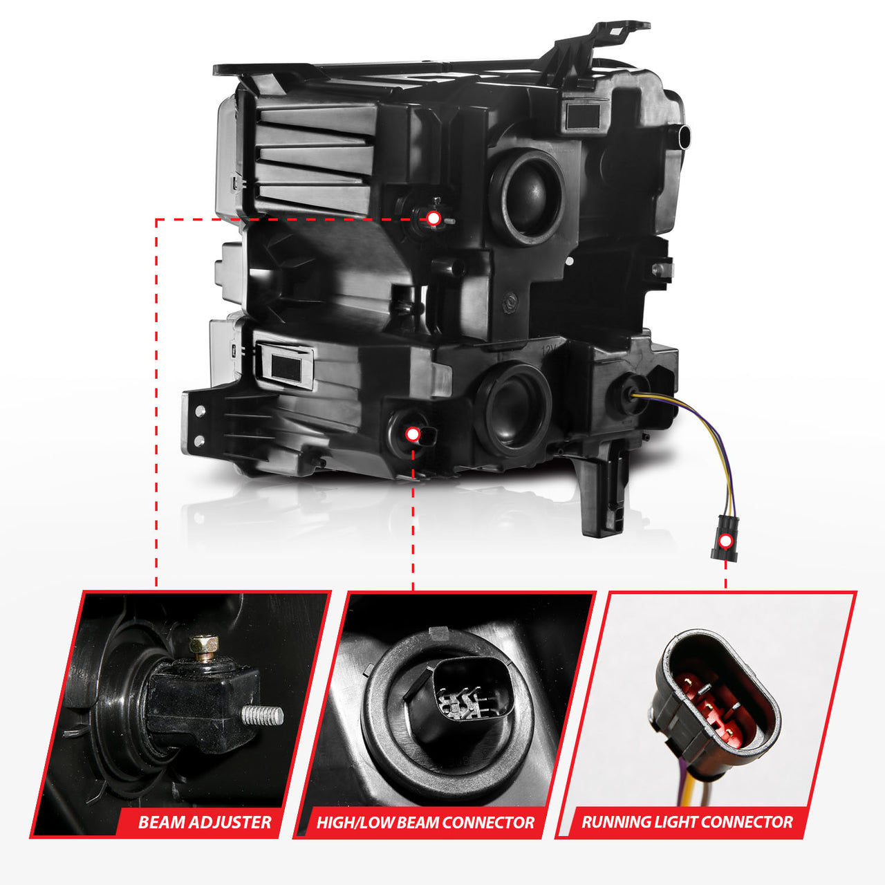CHEVY SILVERADO 1500 19-21 FULL LED PROJECTOR PLANK STYLE HEADLIGHTS SEQUENTIAL SIGNAL BLACK W/ INITIATION FEATURE (FOR HALOGEN MODELS ONLY)