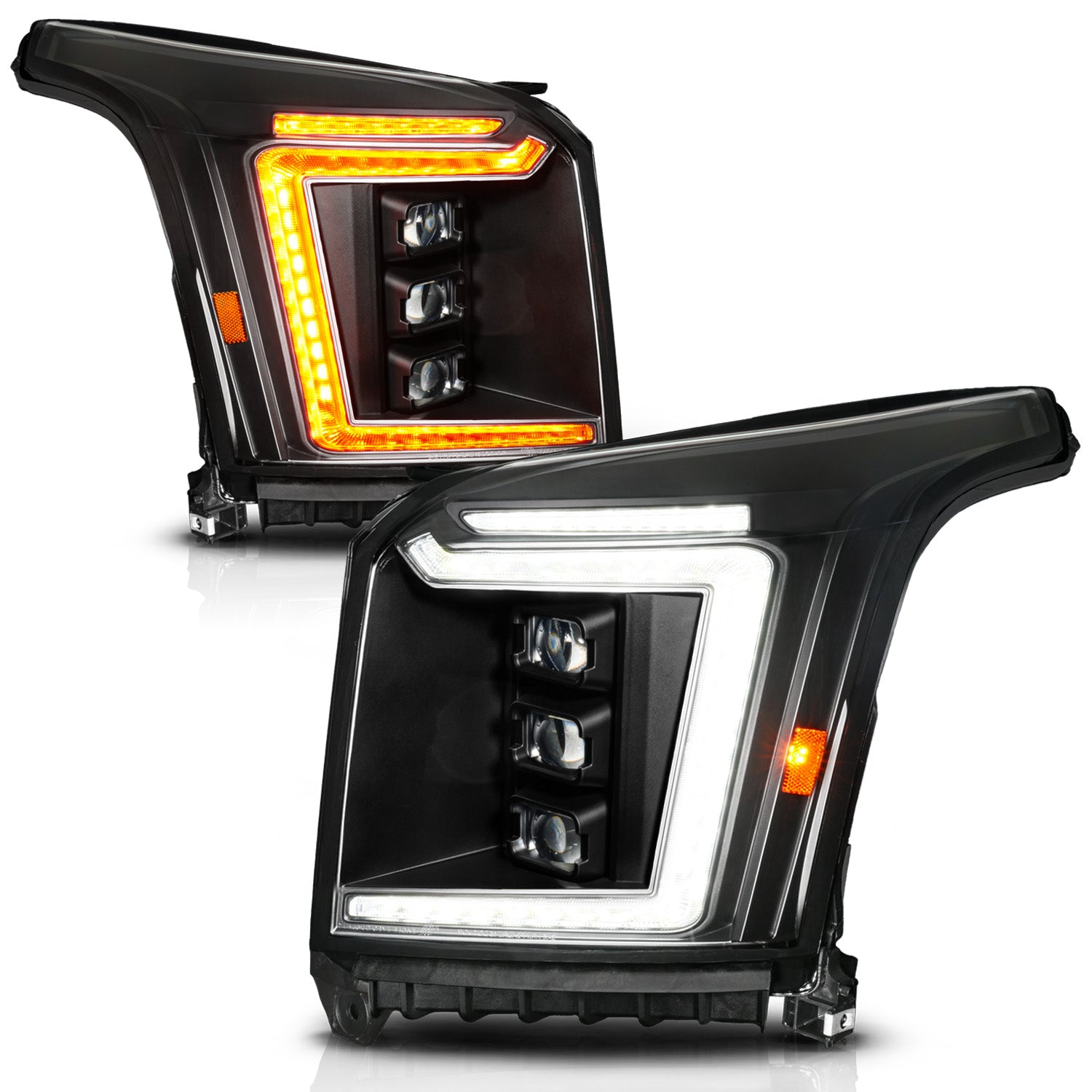 SEBLAFF HID Projector Headlights Pair For GMC Yukon XL 2015-2020 – Chrome Housing W/ LED DRL