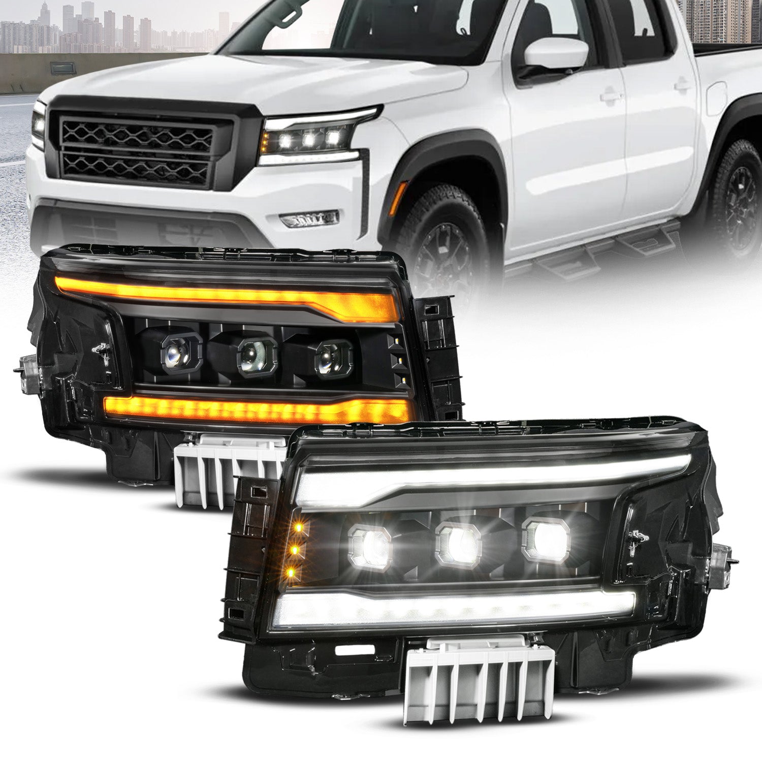 グラフェス ライト ニーア NISSAN FRONTIER 22-26 Z-SERIES FULL LED PROJECTOR HEADLIGHTS BLACK W/