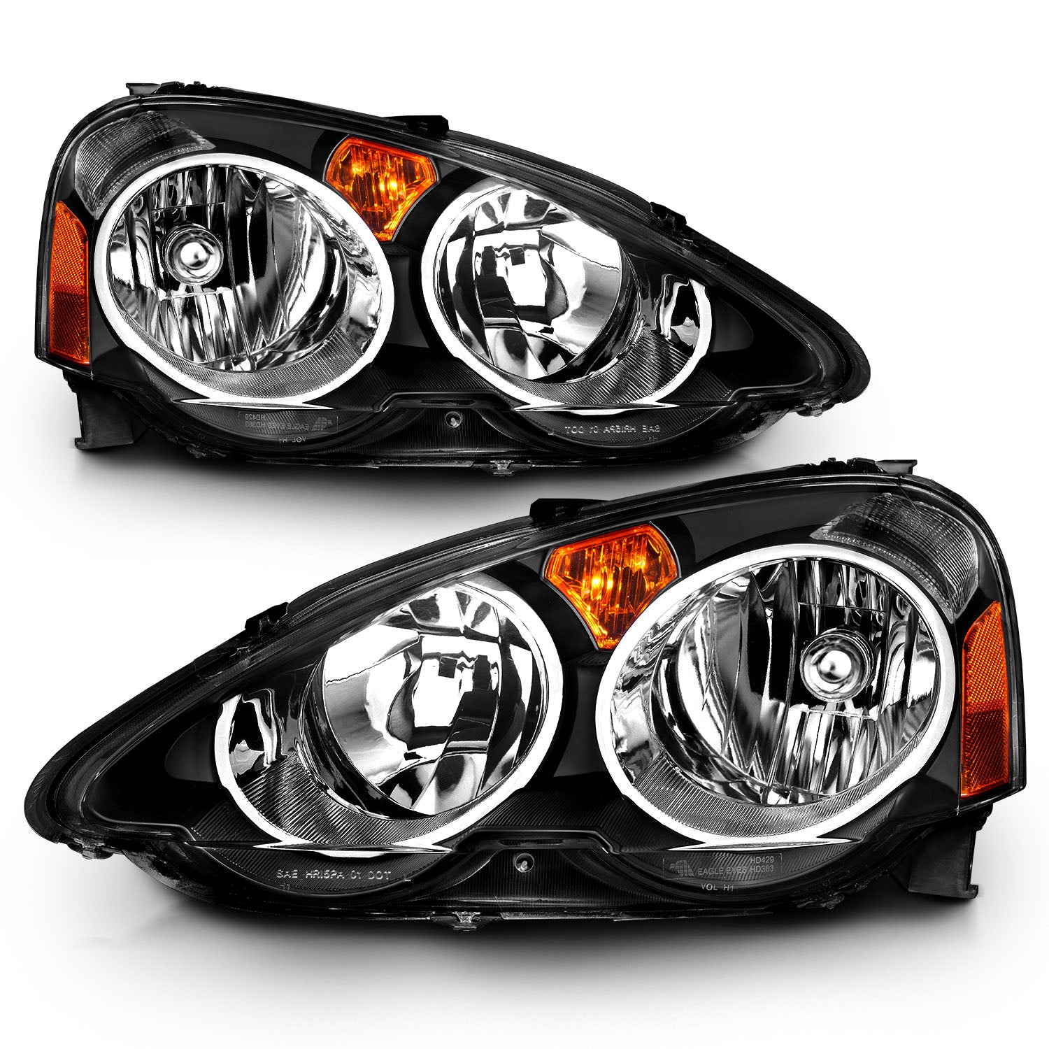 「252」02-04アキュラRSX用ブラックアンバーJDMヘッドライトアセンブリ ACURA RSX 02-04 CRYSTAL HEADLIGHTS BLACK