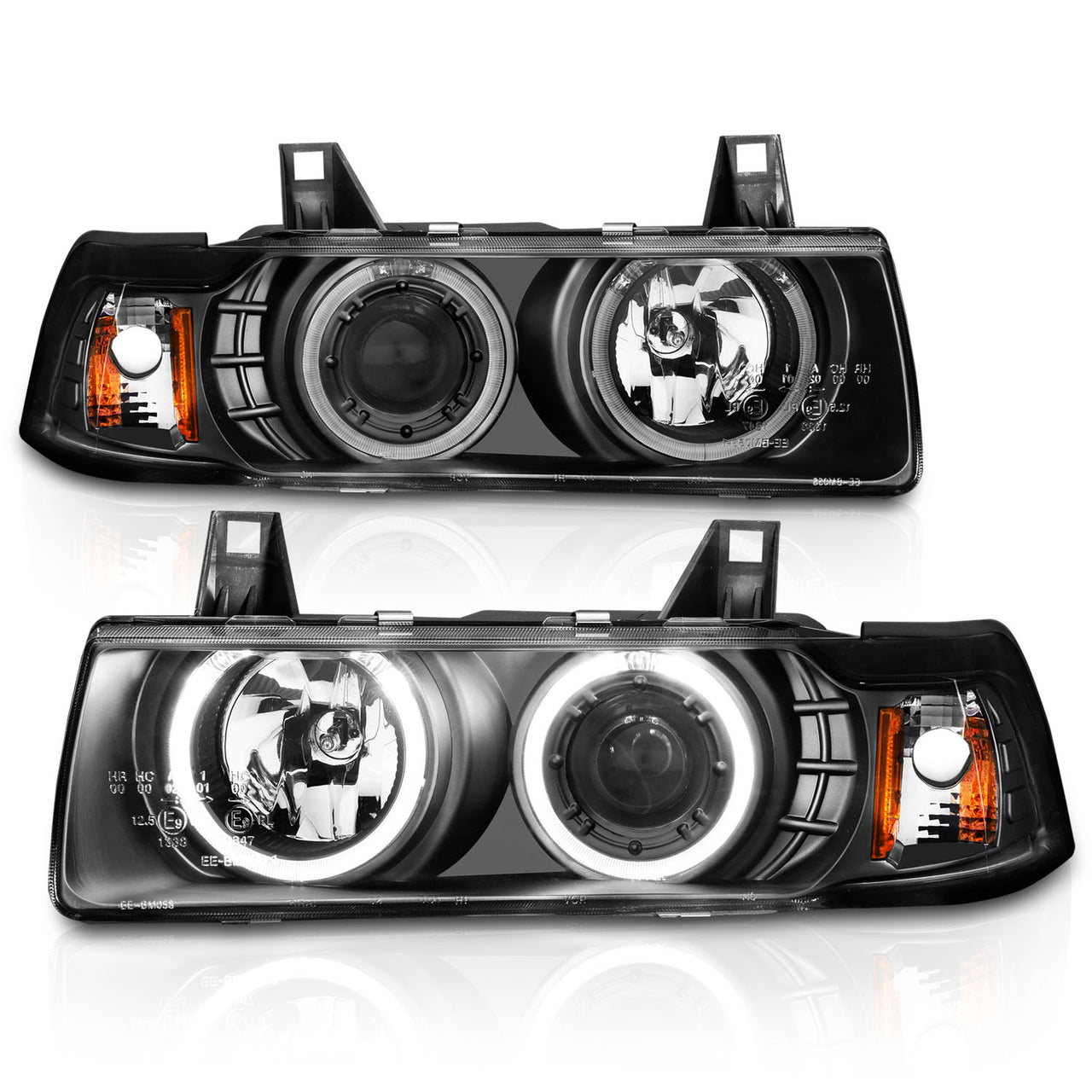 BMW 3 SERIES E36 92-98 4DR PROJECTOR HALO HEADLIGHTS G2 BLACK 1PC