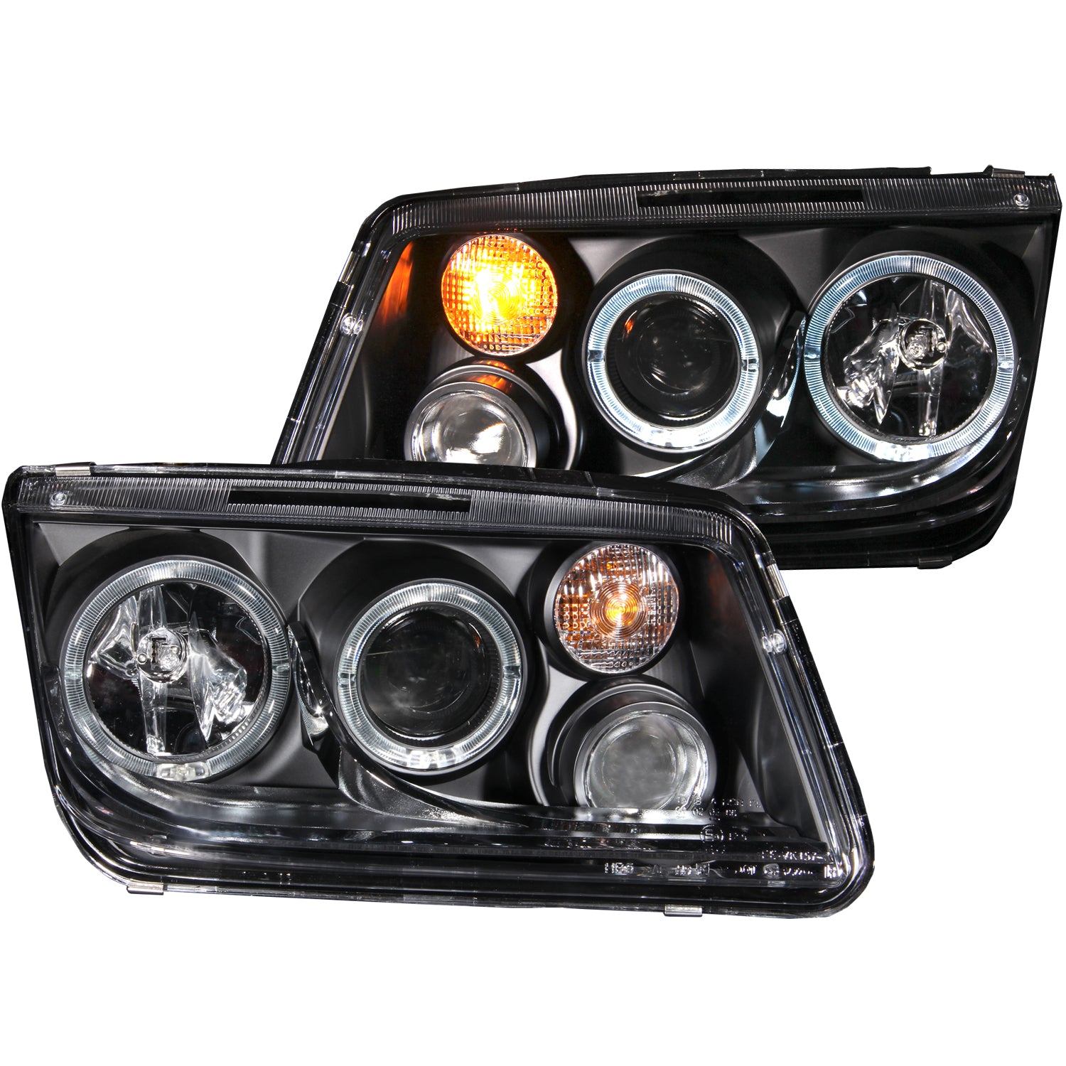 Volkswagen Jetta 99-05 Projector Halo Headlights Black w/ Fog Lights, image size:1500x1500
