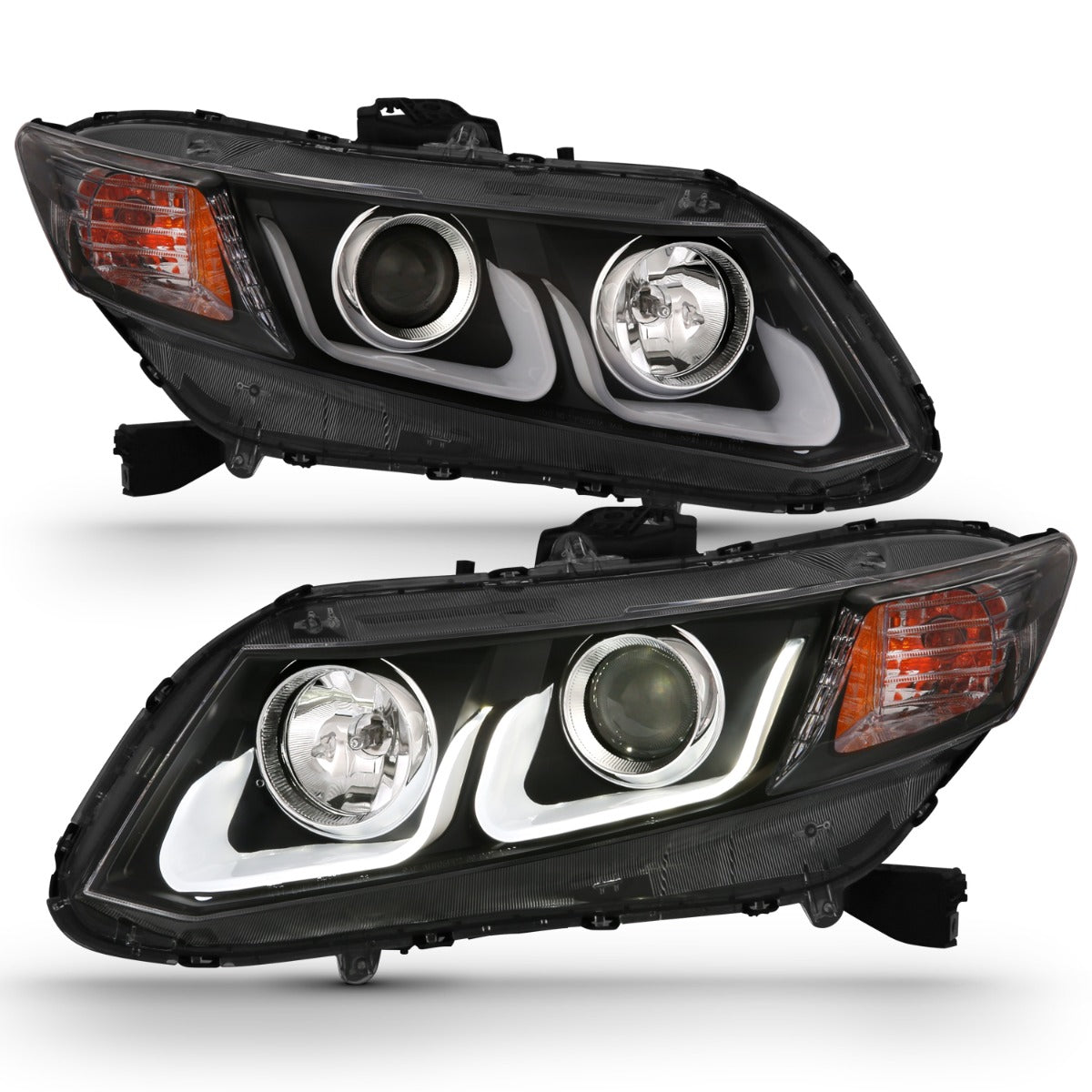 HONDA CIVIC 2 DR 12-13 / 4 DR 12-15 PROJECTOR HEADLIGHTS U-BAR BLACK C