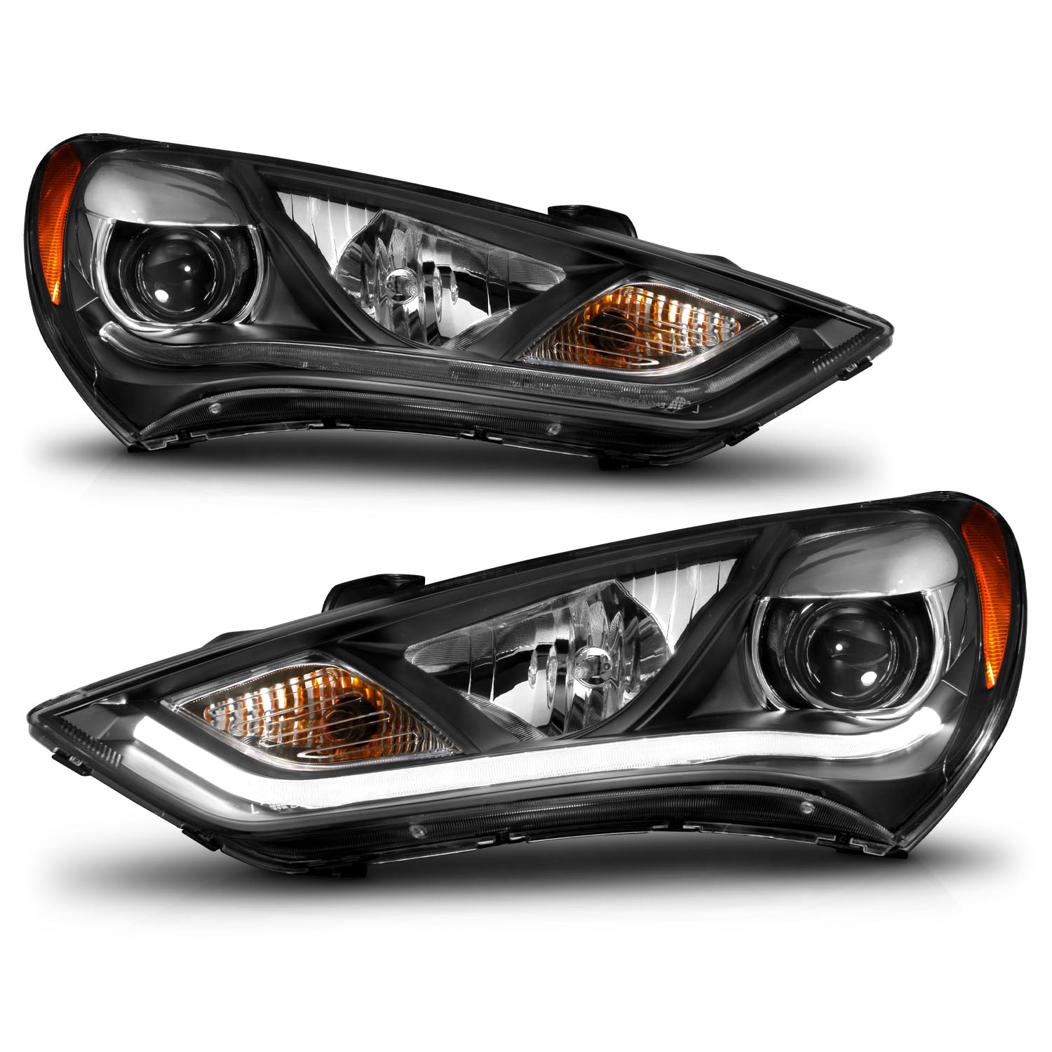 HYUNDAI GENESIS 13-16 2DR PROJECTOR PLANK STYLE HEADLIGHTS BLACK (FOR