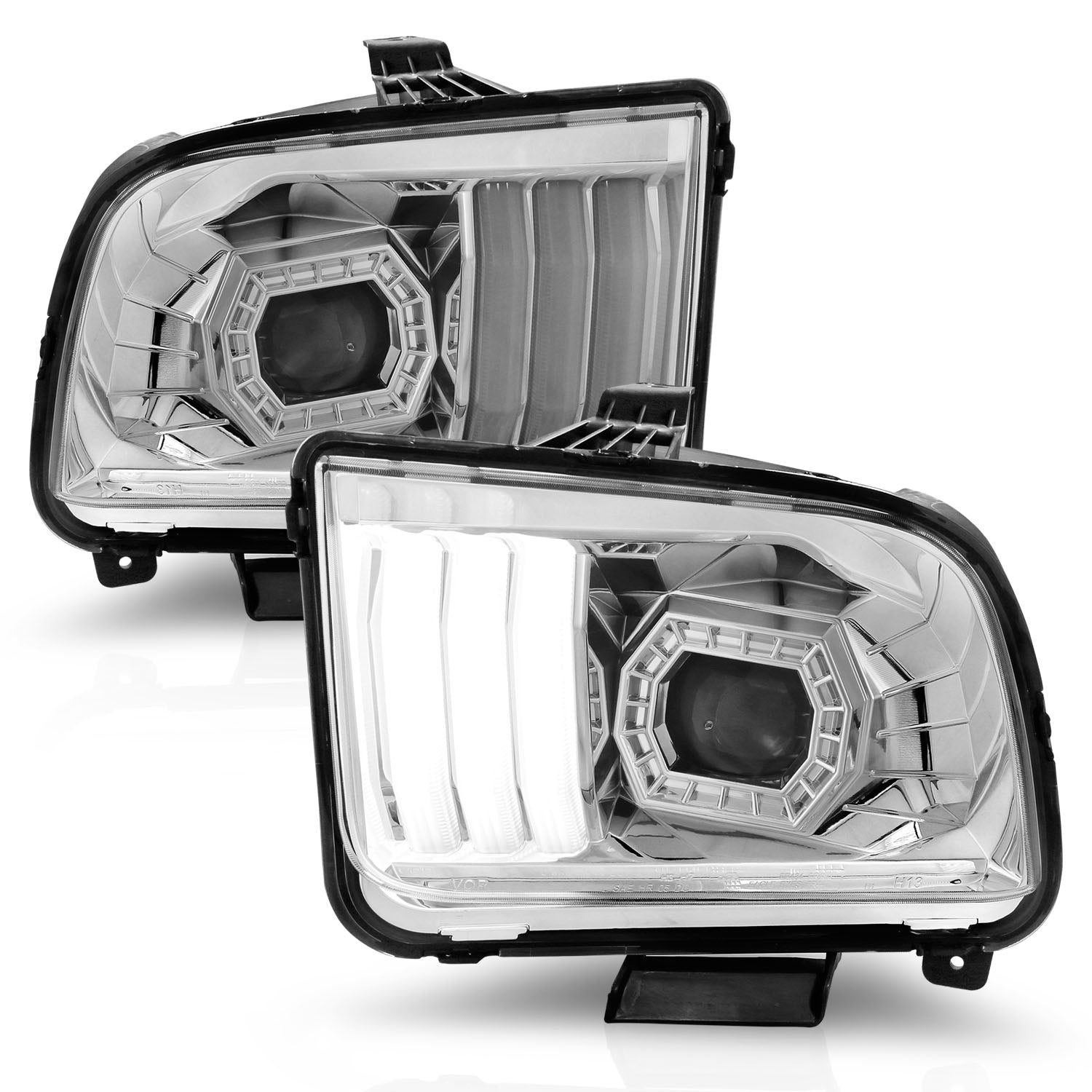 LR　オーダー FORD MUSTANG 05-09 PROJECTOR LIGHT BAR STYLE HEADLIGHTS CHROME