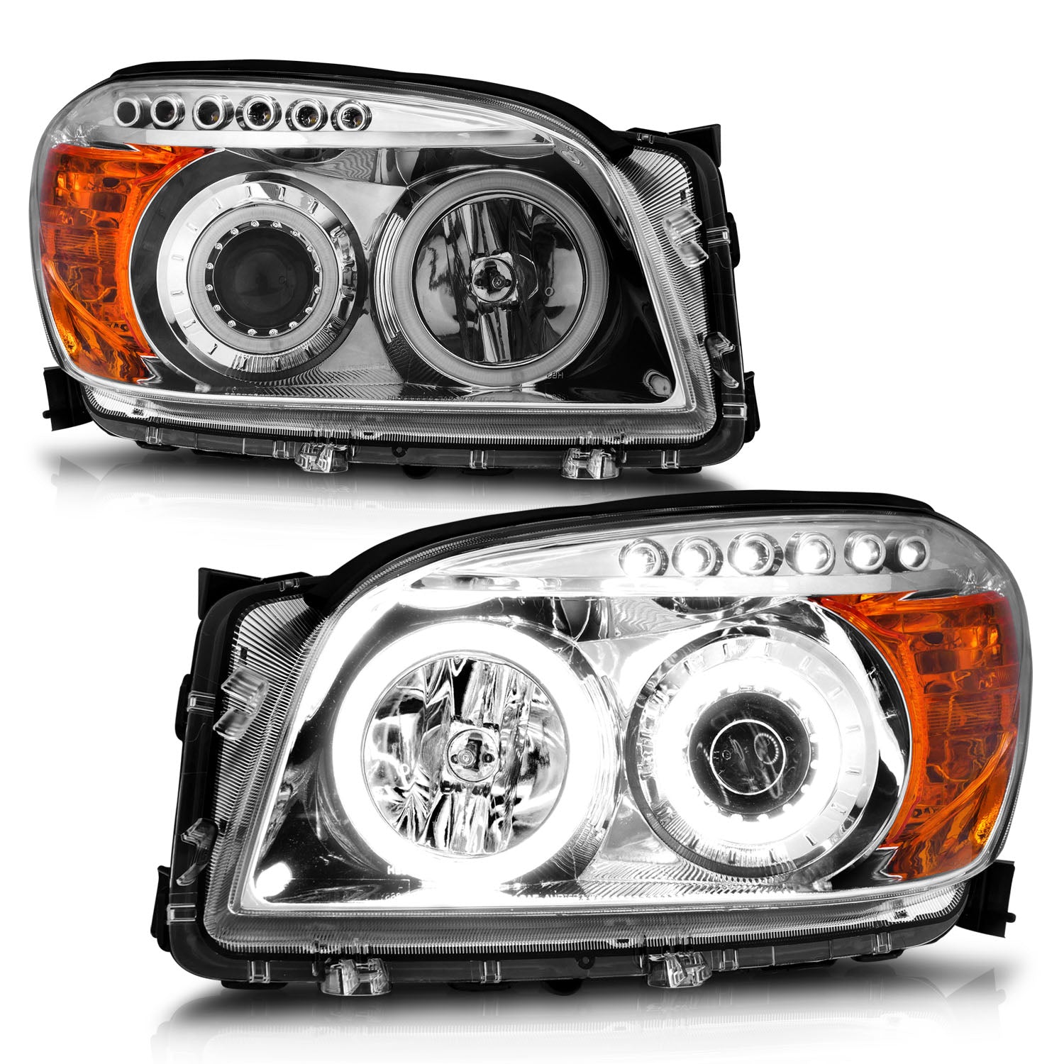 Anzo Projector Headlights Toyota RAV4 (13-15) Plank Style Halo - Black