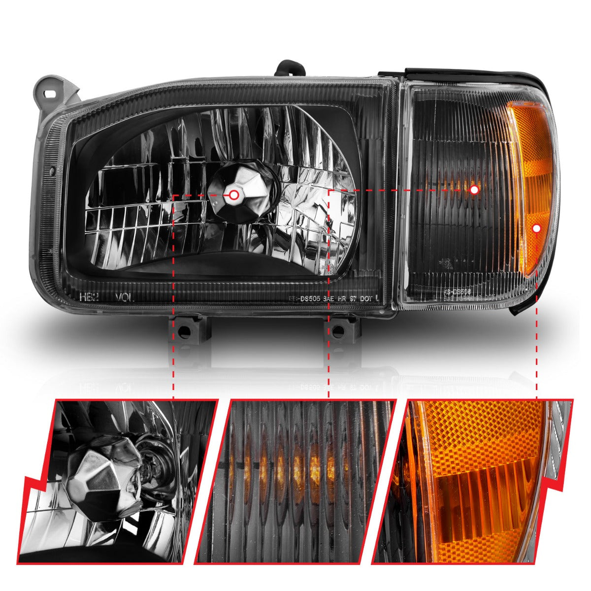 NISSAN PATHFINDER 99-04 CRYSTAL HEADLIGHTS BLACK W/ CORNER