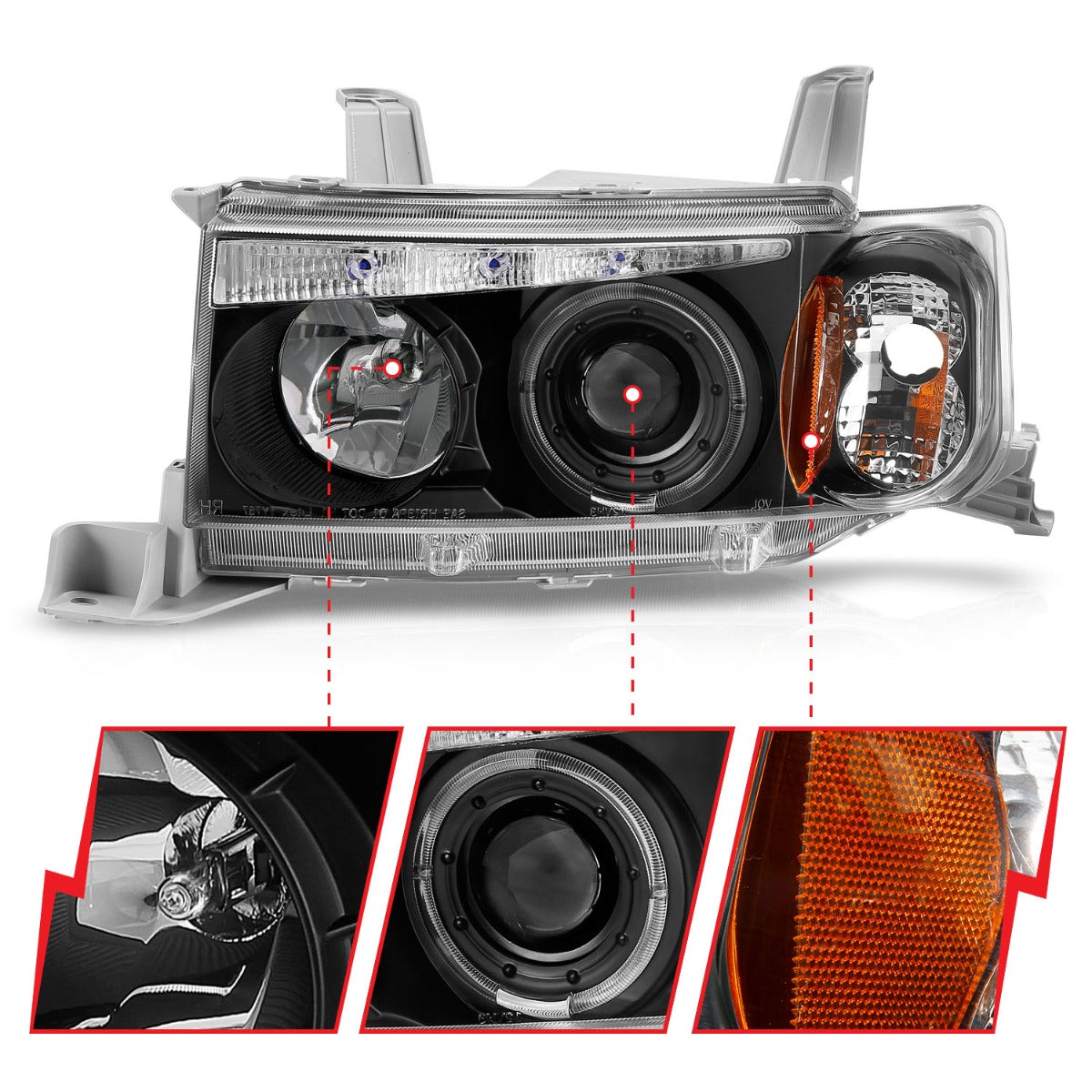 予約販売 SCION XB BLACK HEADLIGHTS HALO PROJECTOR 04-07 ミュージシャン