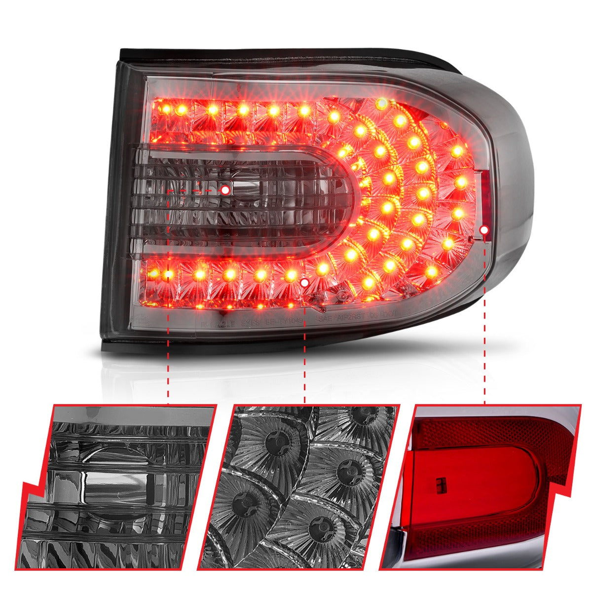 Top-liftsupport LED Tail Lights Pair For Toyota FJ Cruiser 2007-2015 – Black Housing, Clear Lens