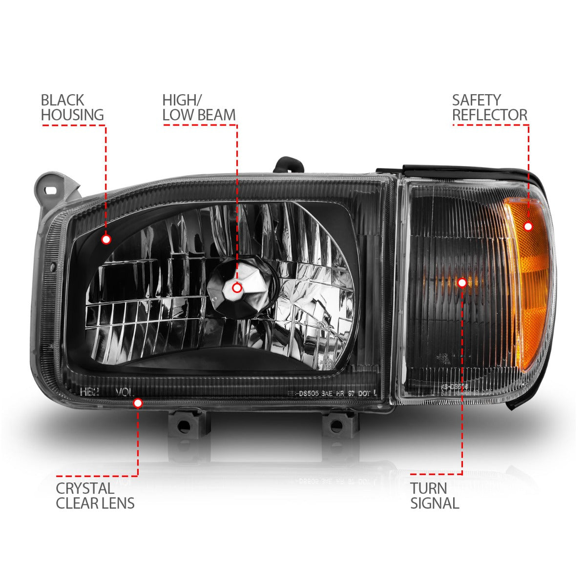 NISSAN PATHFINDER 99-04 CRYSTAL HEADLIGHTS BLACK W/ CORNER
