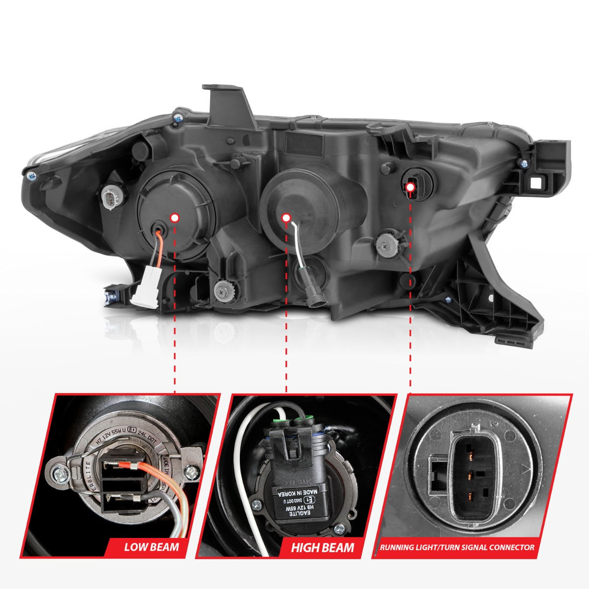 TOYOTA TACOMA 16-23 PROJECTOR PLANK STYLE HEADLIGHT BLACK (FOR HALOGEN