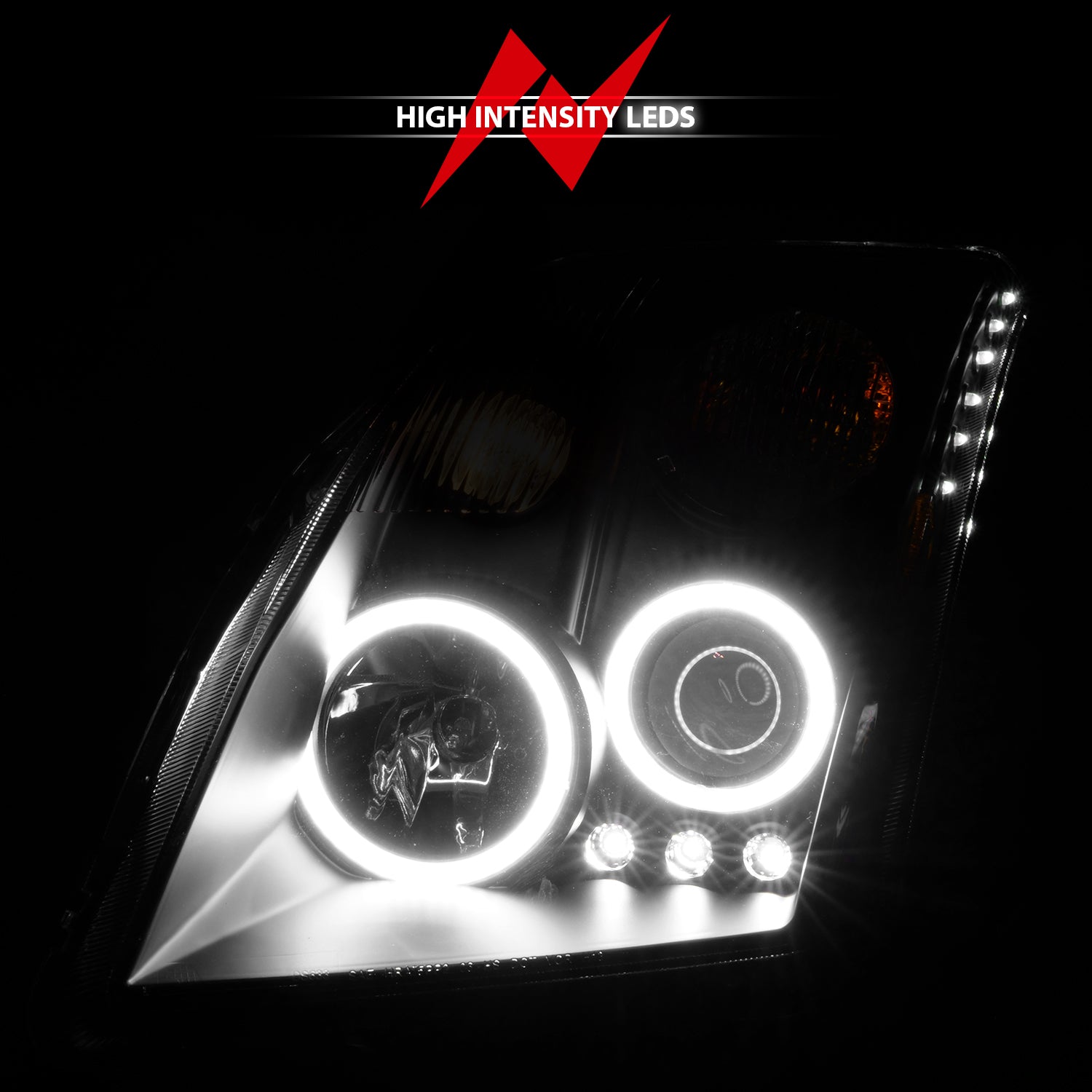 NISSAN SENTRA 07-12 PROJECTOR HEADLIGHTS BLACK W/ RX HALO NISSAN SENTRA 07-12 PROJECTOR HEADLIGHTS BLACK W/ RX HALO