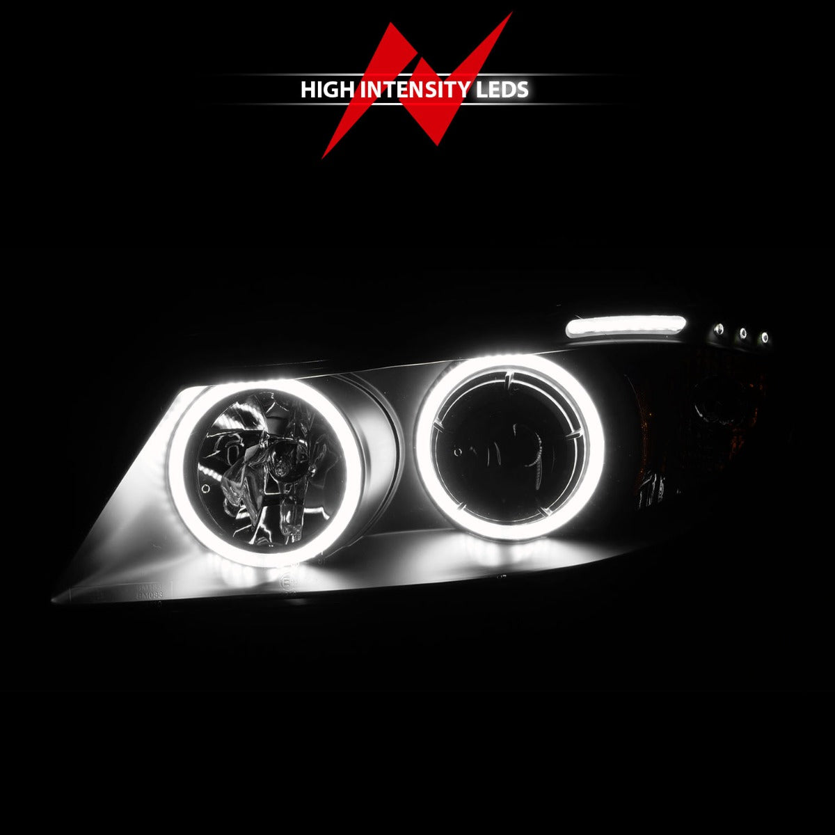 BMW 3 SERIES E90/E91 06-08 PROJECTOR HALO HEADLIGHTS BLACK W/ RX HALO