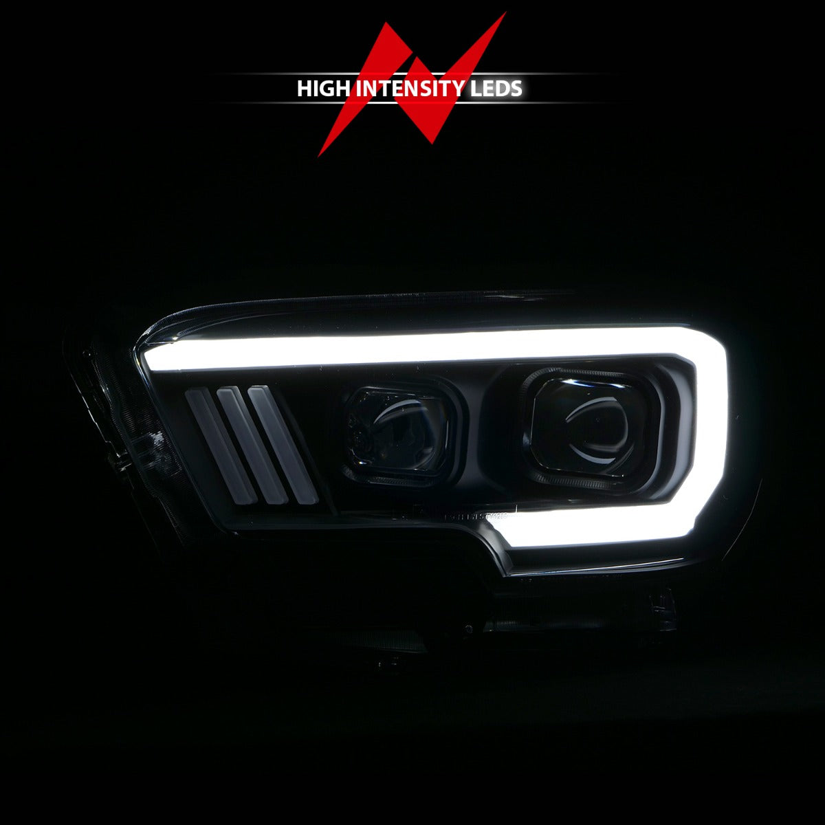 TOYOTA TACOMA 16-23 PROJECTOR PLANK STYLE HEADLIGHT BLACK (FOR HALOGEN