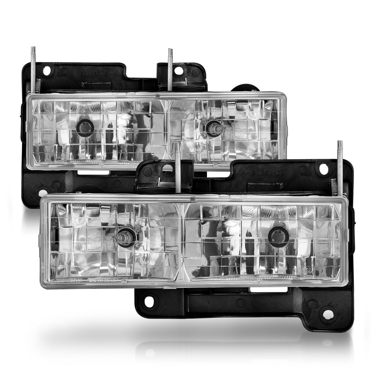 CHEVY/GMC C/K1500/2500 88-98 / C/K3500 88-00 / SUBURBAN 92-99 / BLAZER (FULL-SIZE) 92-94 / TAHOE 95-99 / YUKON 92-99 CRYSTAL HEADLIGHTS CHROME