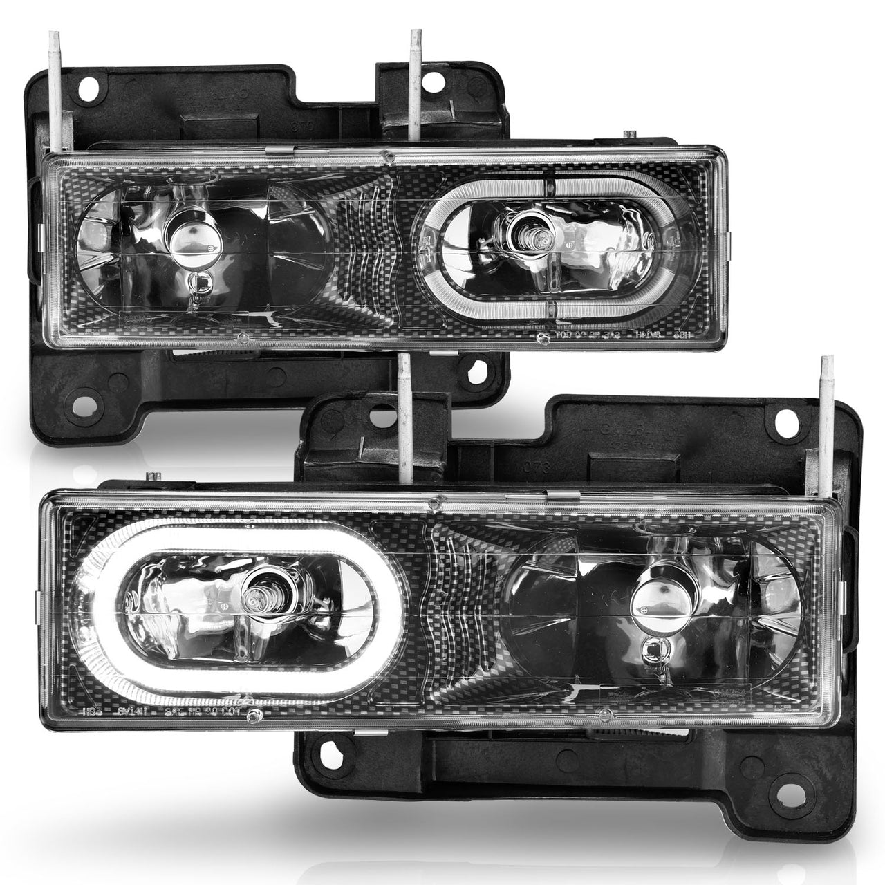 CHEVY/GMC C/K1500/2500 88-98 / C/K3500 88-00 / SUBURBAN 92-99 / BLAZER (FULL-SIZE) 92-94 / TAHOE 95-99 / YUKON 92-99 CRYSTAL HALO HEADLIGHTS CARBON