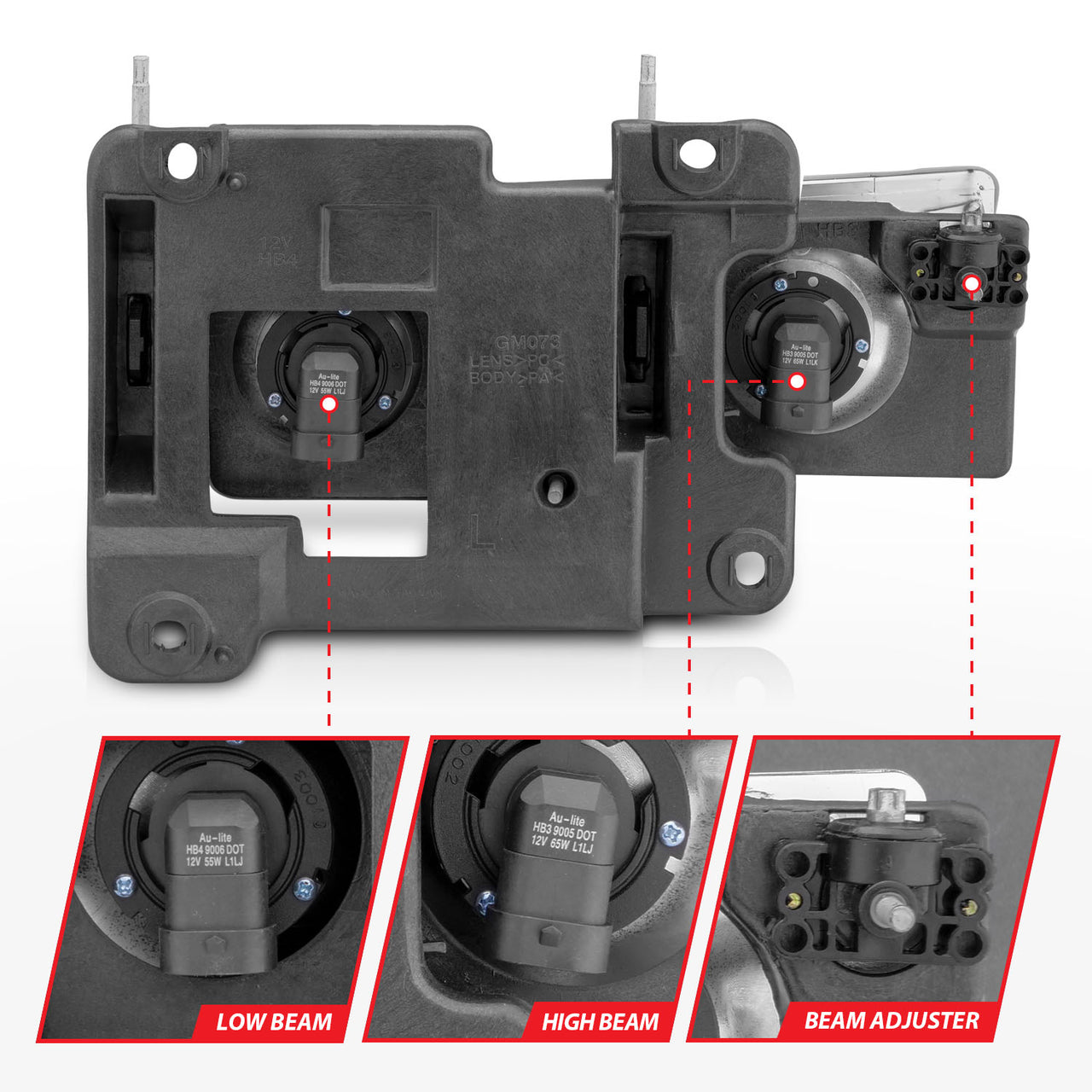 CHEVY/GMC C/K1500/2500 88-98 / C/K3500 88-00 / SUBURBAN 92-99 / BLAZER (FULL-SIZE) 92-94 / TAHOE 95-99 / YUKON 92-99 CRYSTAL HEADLIGHTS CHROME SMOKE LENS