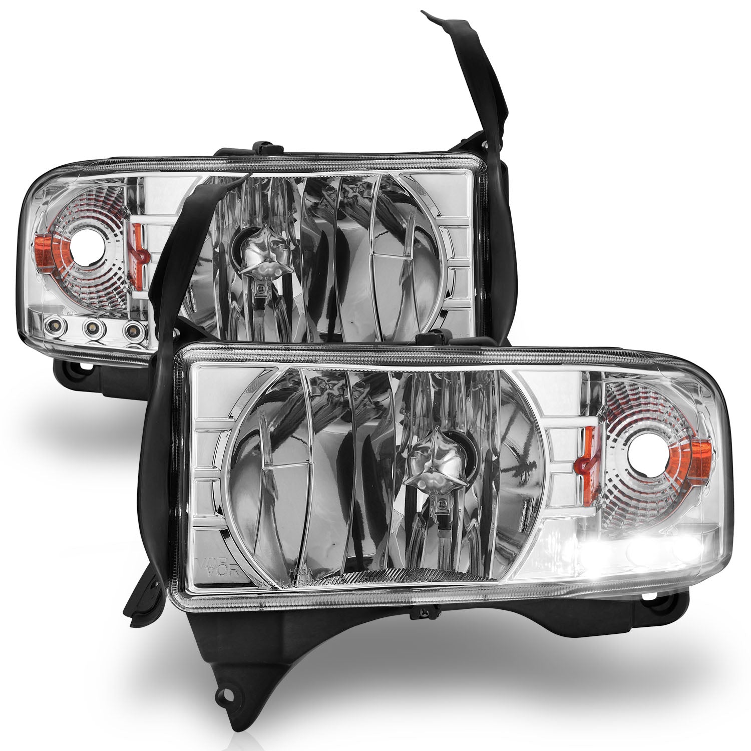 Spec-D Tuning Headlights For 1994–2001 Dodge Ram 1500 2500 3500 – Pair Chrome Clear, DOT/SAE