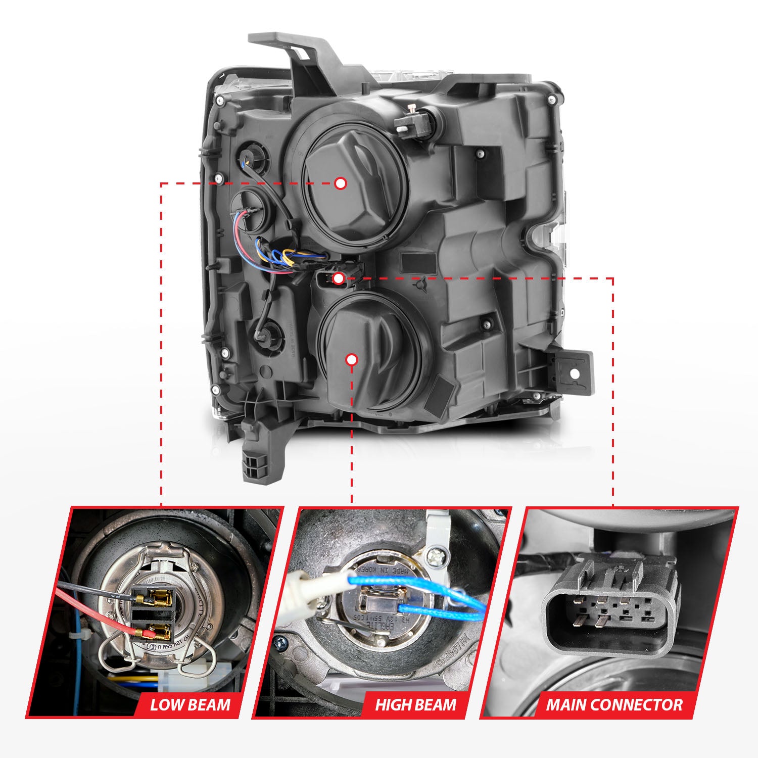 CHEVY SILVERADO 15-19 2500HD/3500HD PROJECTOR SWITCHBACK HEADLIGHTS CH