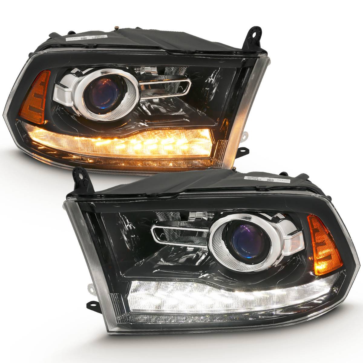 DODGE RAM 1500 09-18 / 2500/3500 10-18 PROJECTOR PLANK STYLE SWITCHBACK HEADLIGHTS GLOSS BLACK (OE STYLE) (FOR ALL MODELS)