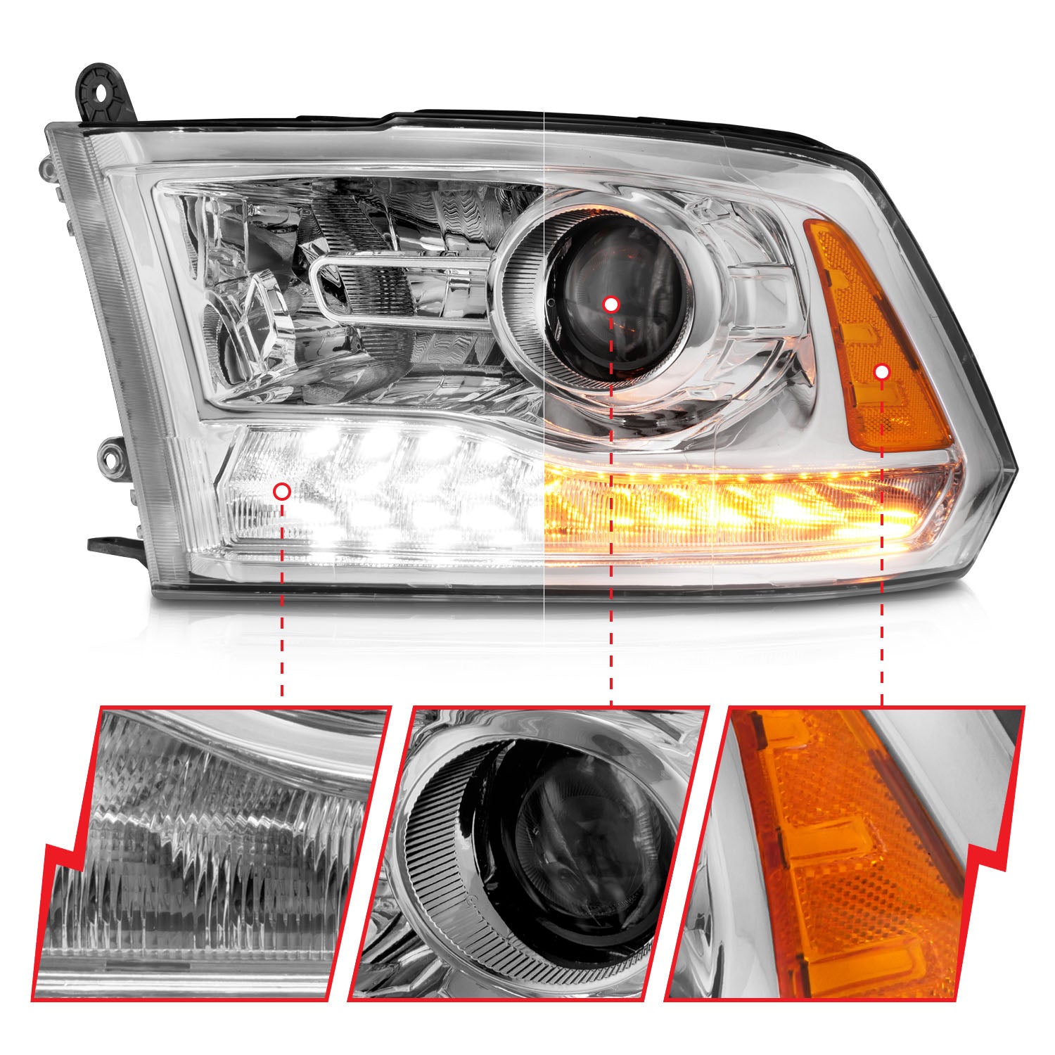 DODGE RAM 1500 09-18 / 2500/3500 10-18 PROJECTOR PLANK STYLE SWITCHBAC
