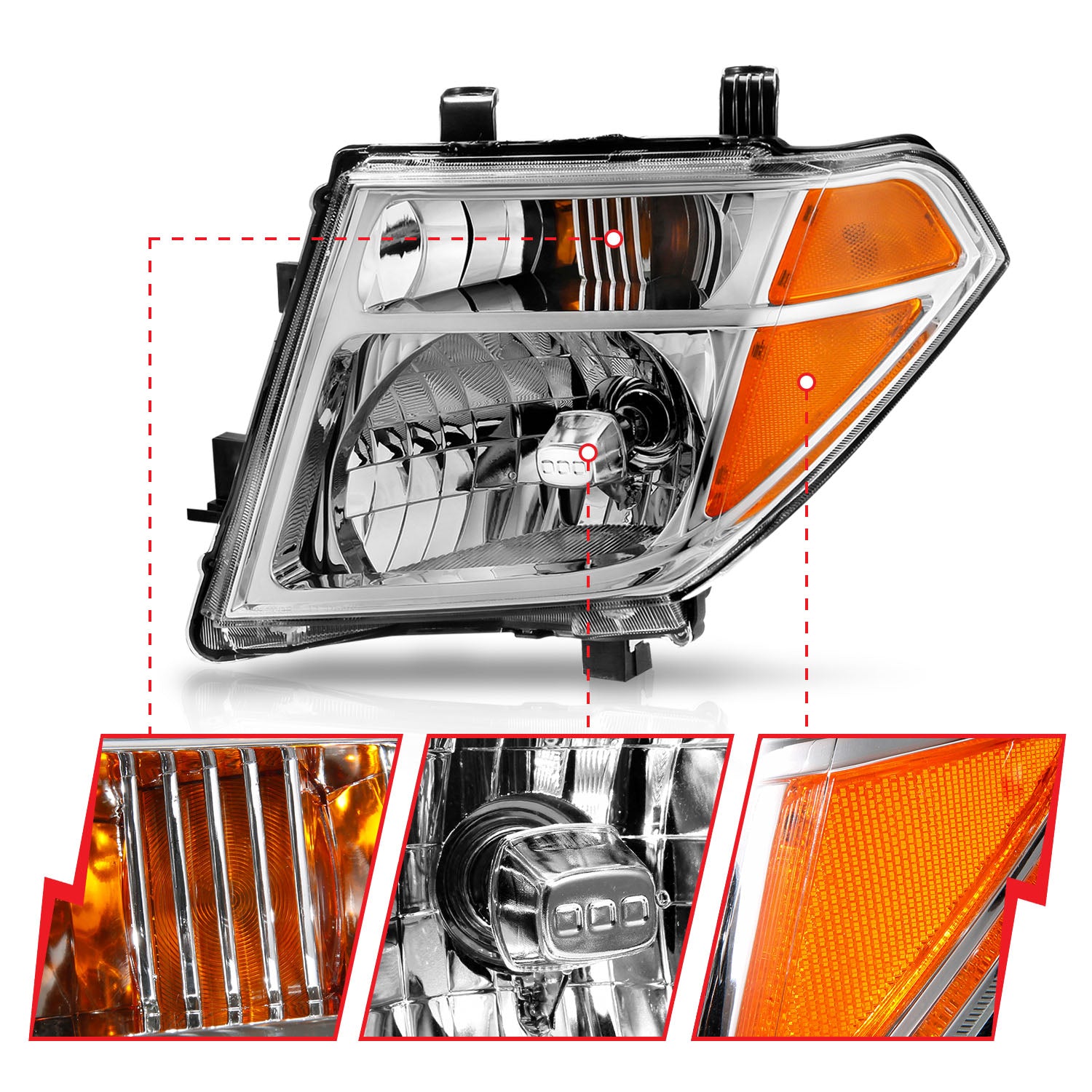 NISSAN FRONTIER 05-08 / PATHFINDER 05-07 CRYSTAL HEADLIGHTS CHROME (OE