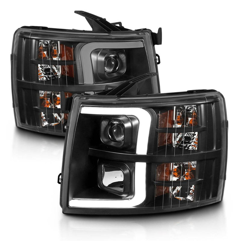 ANZO USA Projector Plank Headlights, Black for 2007-2014 Chevrolet Silverado 2500HD/3500HD (6.6L Duramax V8 (LMM), 6.6L Duramax V8 (LML))