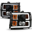 ANZO USA Projector Headlight Plank Style, Black for 2007-2014 GMC Sierra 2500HD/3500HD (6.6L Duramax V8 (LMM), 6.6L Duramax V8 (LML))