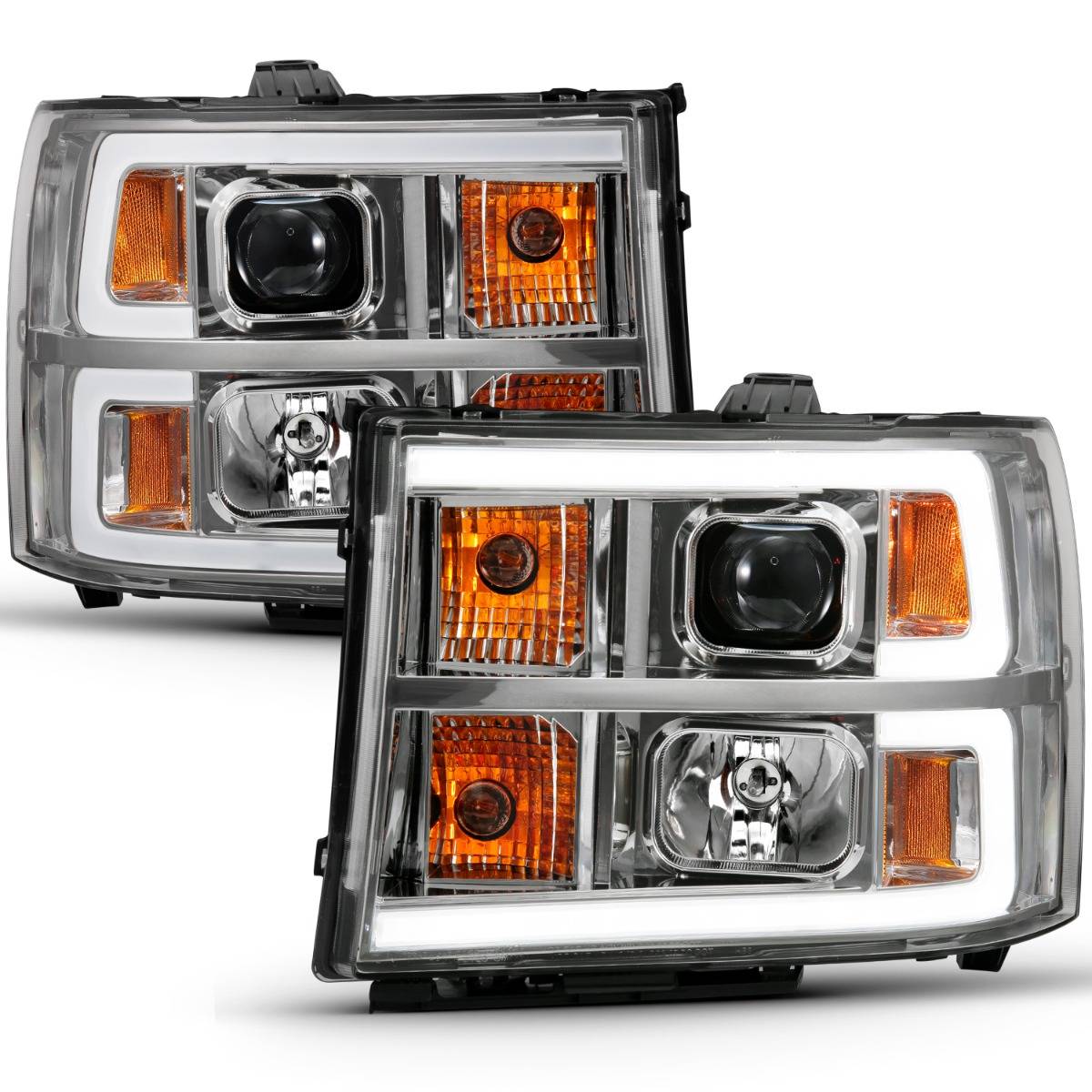 GMC SIERRA 1500 07-13 / 2500HD/3500HD 07-14 PROJECTOR HEADLIGHT PLANK STYLE CHROME