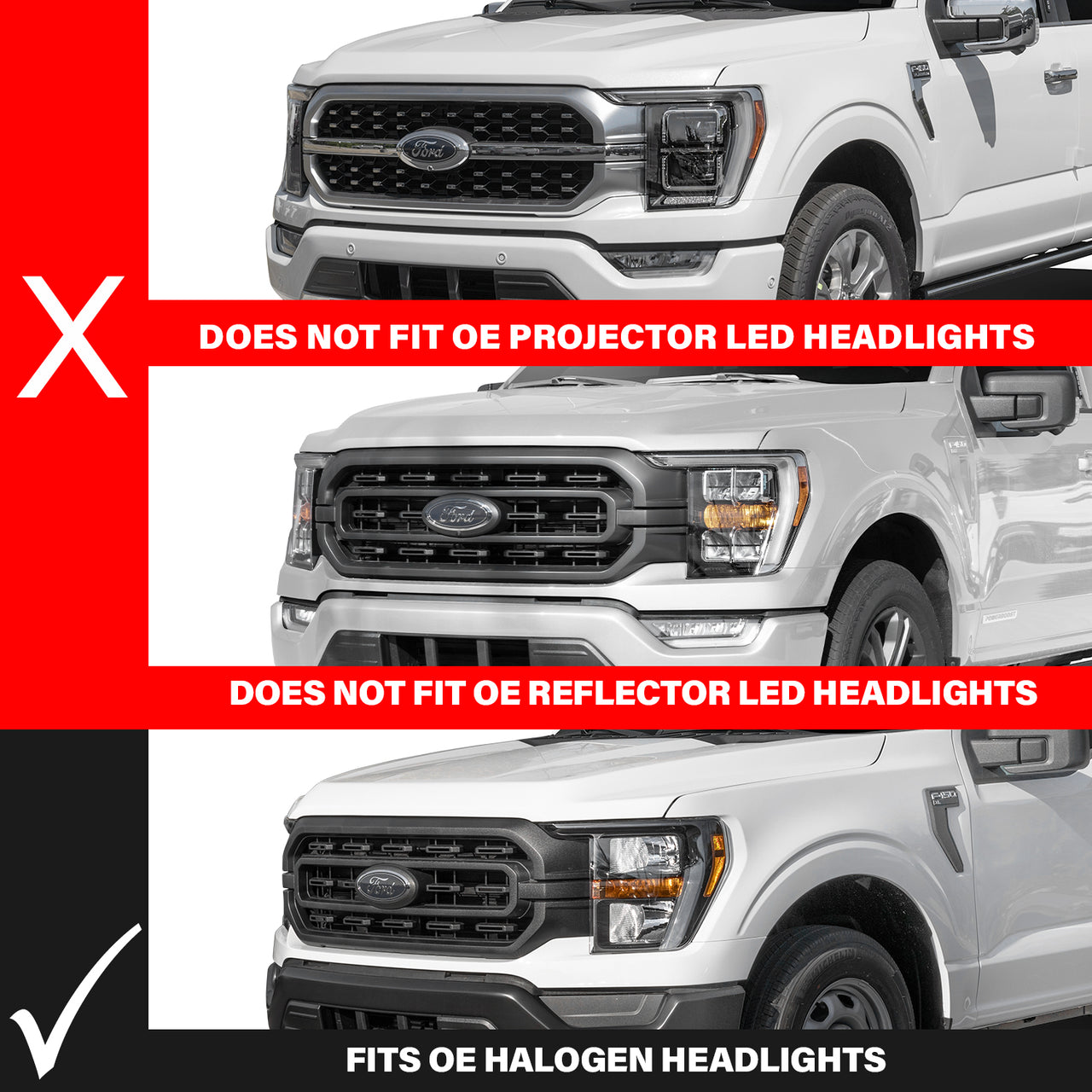 FORD F-150 21-23 Z-SERIES FULL LED PLANK PROJECTOR HEADLIGHTS BLACK W/ DRL SWITCH & INITIATION FEATURE (FACTORY HALOGEN MODEL ONLY)