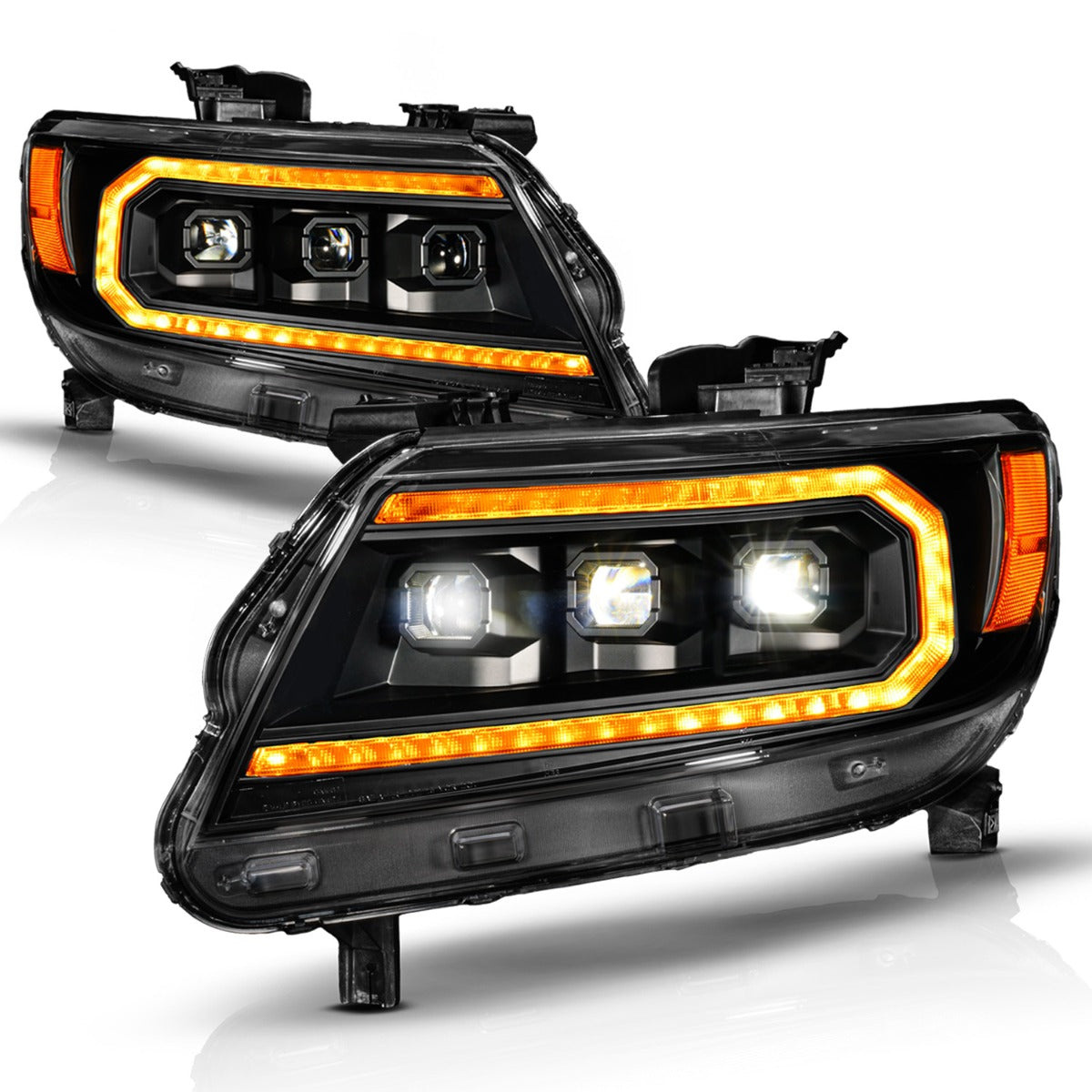 CHEVY COLORADO 15-22 FULL LED PROJECTOR HEADLIGHTS BLACK W/ AMBER DRL, INITIATION & SEQUENTIAL