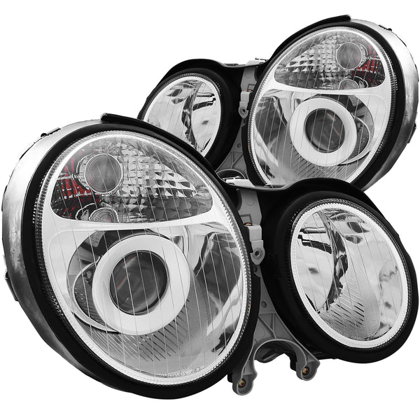 MBZ E CLASS E320/E430/E55 AMG W210 00-02 PROJECTOR HEADLIGHTS CHROME C