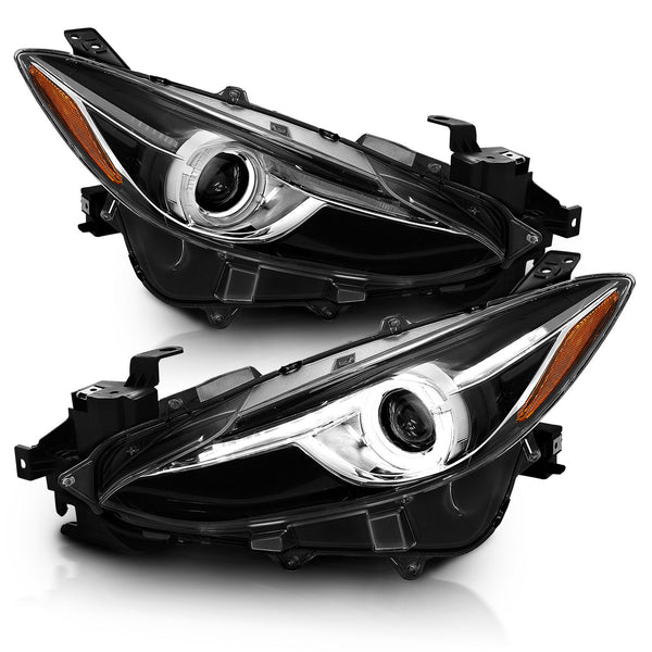 thumbnail image 2 of Pair Black Projector Headlights For 2014-2016 Mazda 3 (Halogen, Composite Assembly) 2 of 6
