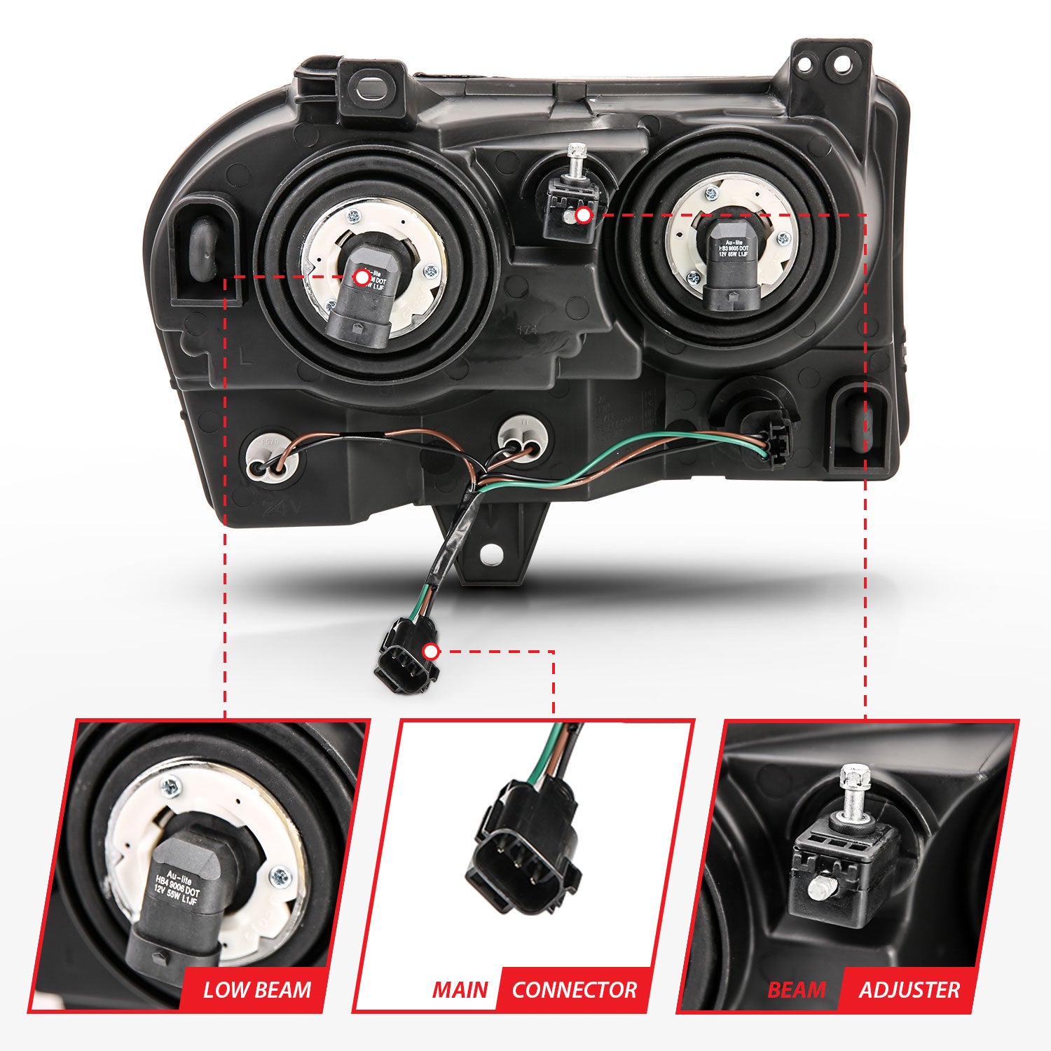 CHRYSLER 300 05-10 CRYSTAL HEADLIGHTS CHROME (FOR HALOGEN MODELS ONLY)