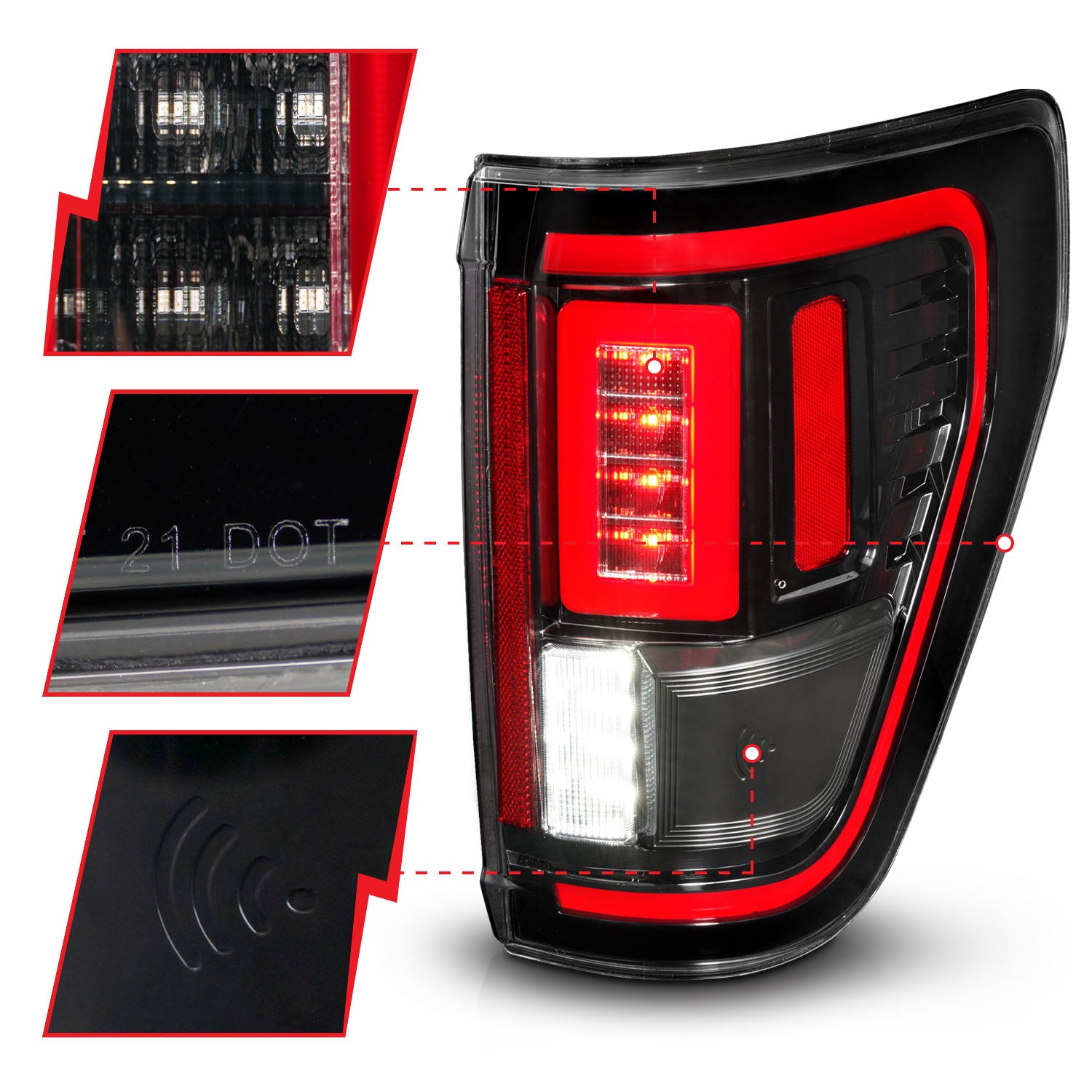 F様　LED FORD F-150 21-23 FULL LED TAIL LIGHTS BLACK CLEAR LENS W/ INITIATION &