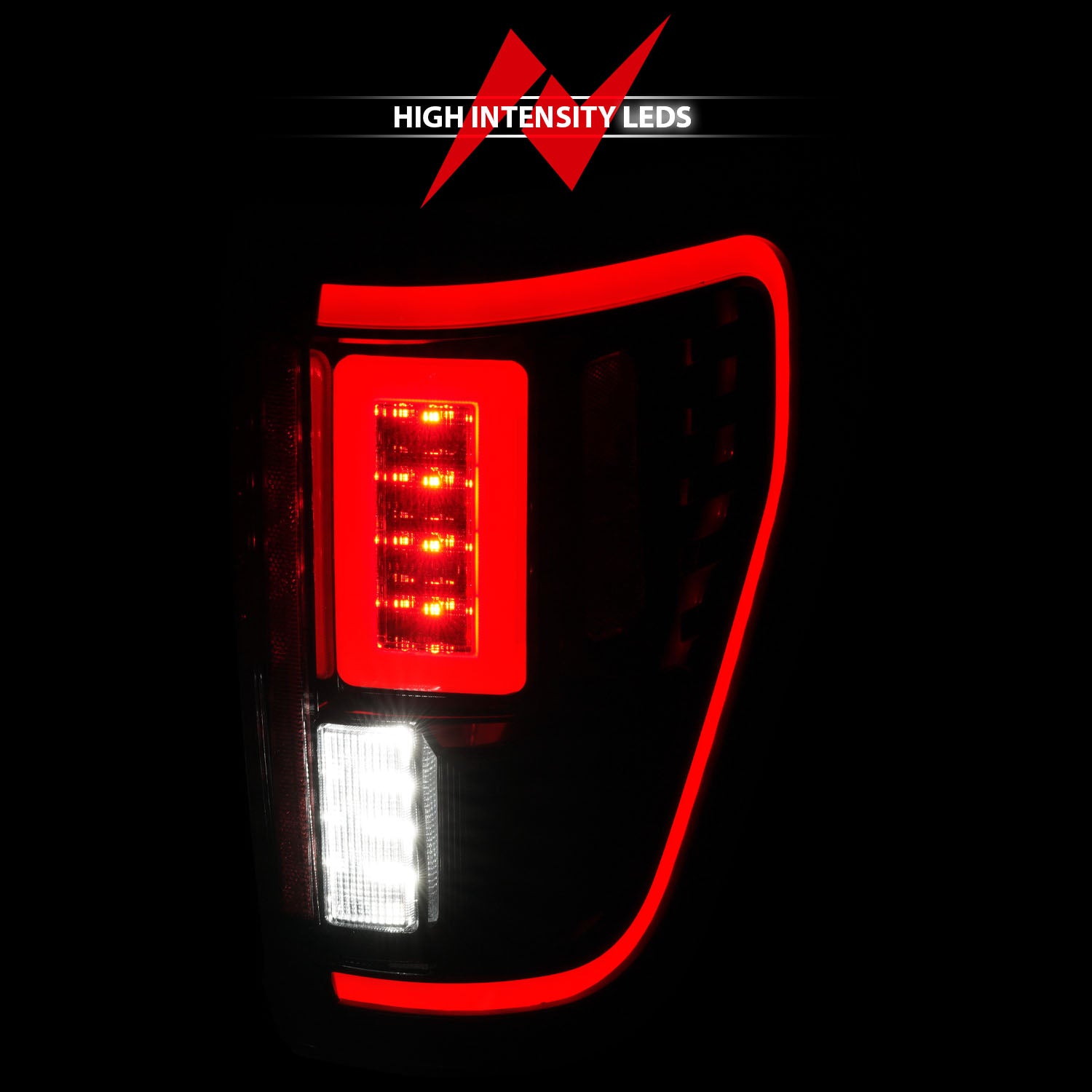 FORD F-150 21-23 FULL LED TAIL LIGHTS BLACK CLEAR LENS W/ INITIATION &