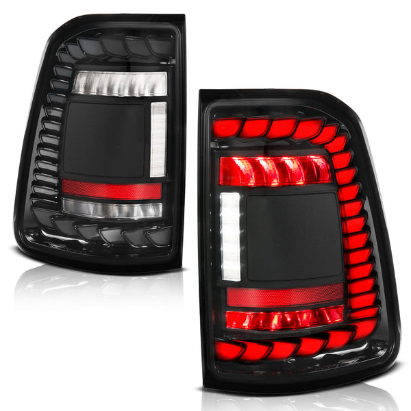 RAM 1500 19-24 FULL LED TAIL LIGHTS BLACK CLEAR LENS W/ SEQUENTIAL SIG