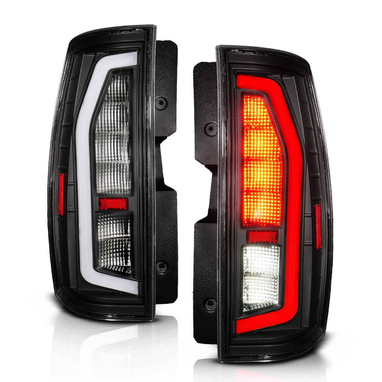 CHEVY TAHOE/SUBURBAN / GMC YUKON/YUKON XL 07-14 LED TAIL LIGHTS BLACK HOUSING CLEAR LENS W/ C LIGHT BAR G2