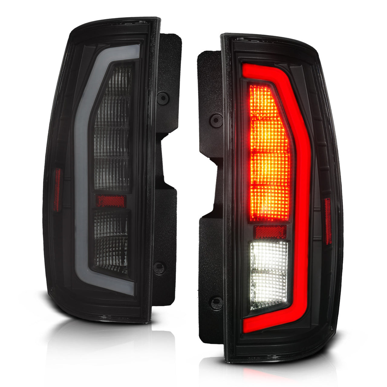 CHEVY TAHOE/SUBURBAN / GMC YUKON/YUKON XL 07-14 LED TAIL LIGHTS BLACK HOUSING SMOKE LENS W/ C LIGHT BAR G2