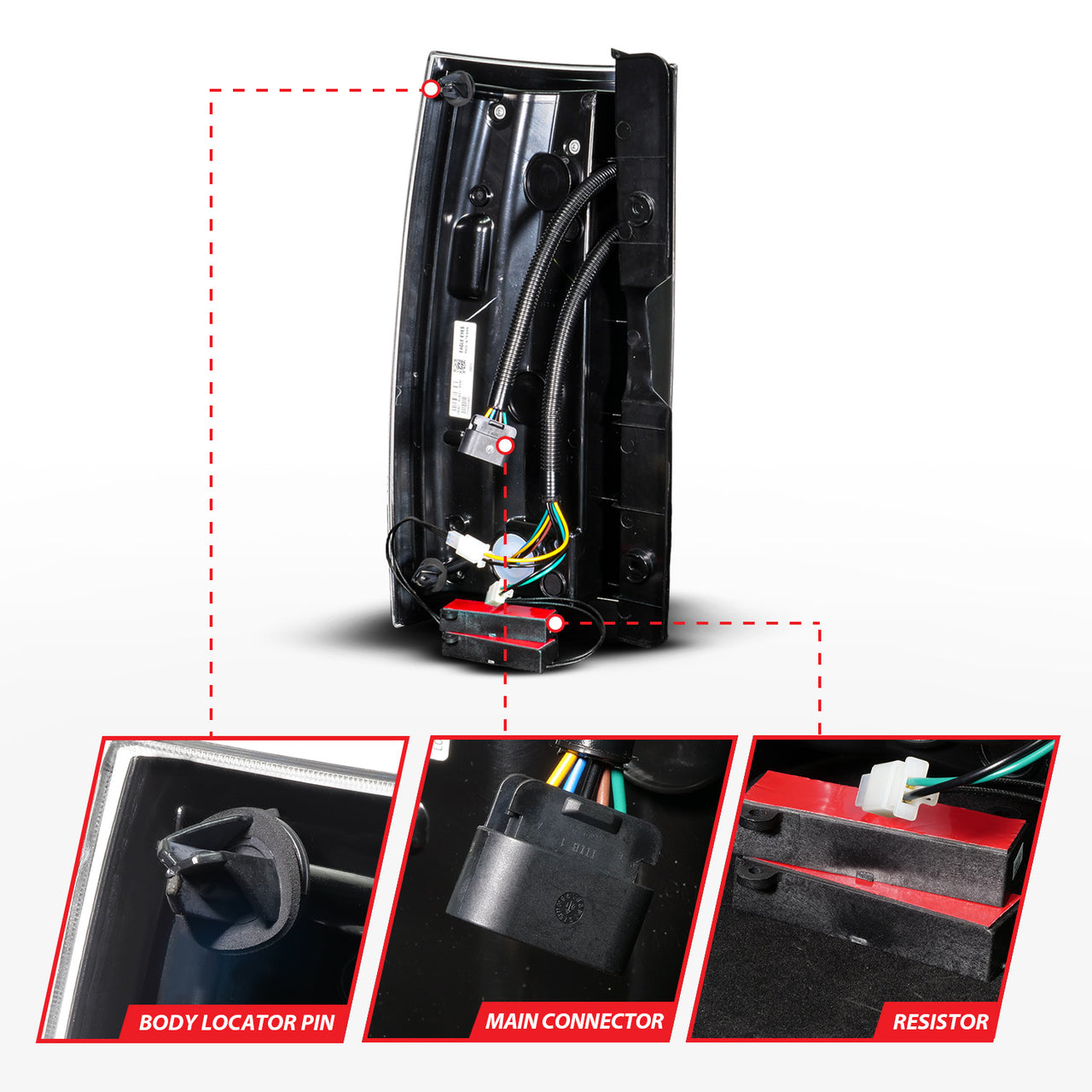 CHEVY TAHOE/SUBURBAN / GMC YUKON/YUKON XL 07-14 LED TAIL LIGHTS BLACK HOUSING SMOKE LENS W/ C LIGHT BAR G2