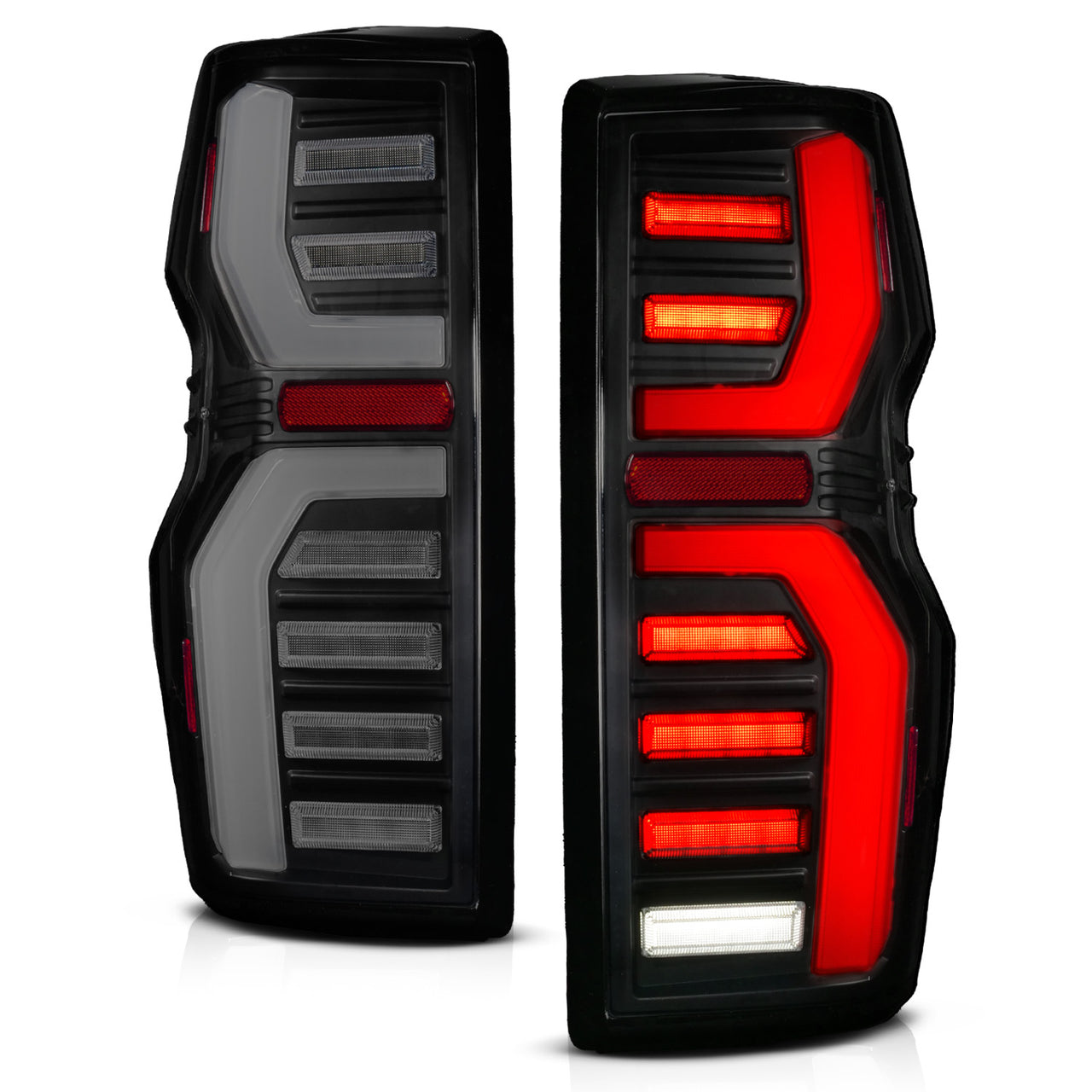 CHEVY COLORADO 23-25 FULL LED TAIL LIGHTS BLACK HOUSING SMOKE LENS W/ SEQUENTIAL SIGNAL (INITIATION FEATURE)
