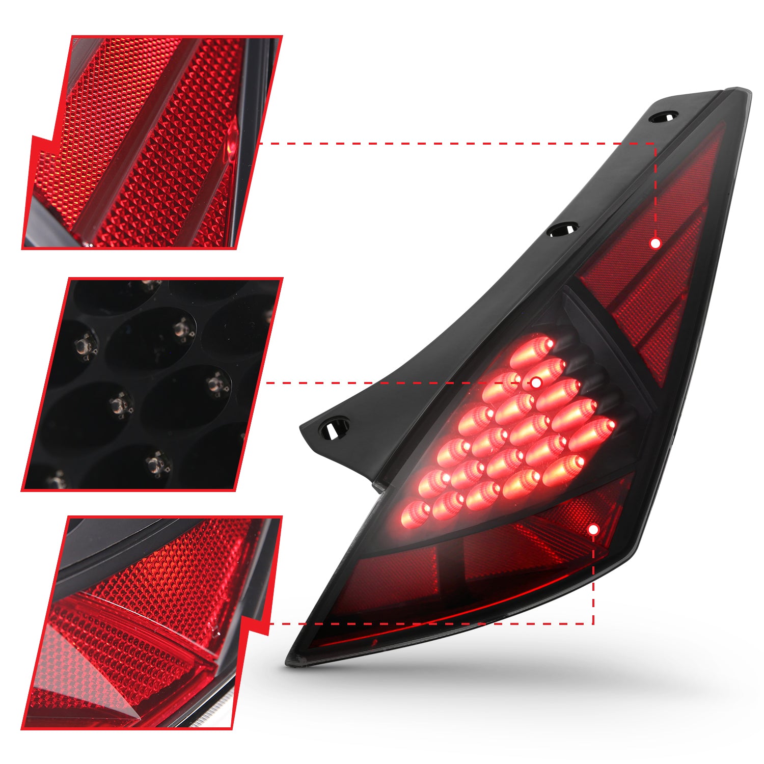 Feux Arrière LED Pour Nissan 350Z 2003-2009 - Kit Complet Feux Stop, Clignotants, Recul (fumé) - 9