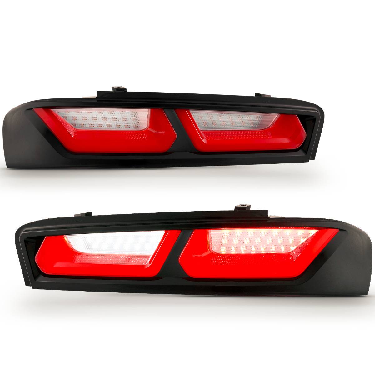 CHEVY CAMARO 16-18 FULL LED TAIL LIGHTS BLACK RED/CLEAR LENS