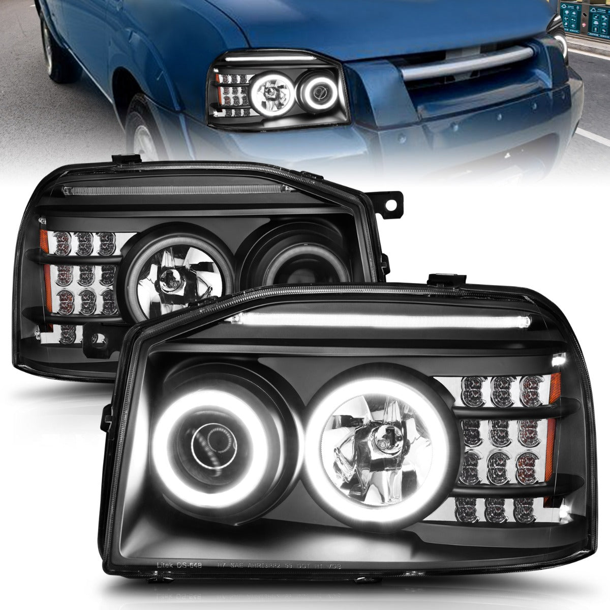 Anzo Black CCFL Halo Projector Headlights for 2005-2008 Nissan Frontier Anzo Black CCFL Halo Projector Headlights for 2005-2008 Nissan Frontier